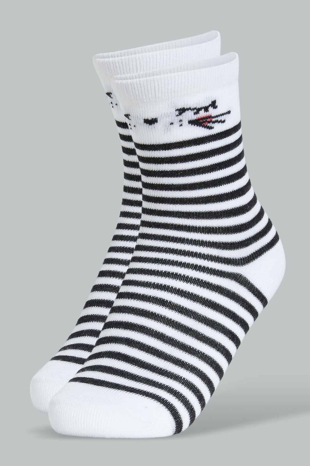 Redtag-Assorted-4-Pc-Pack-Socks-Full-Length-Socks-Girls-2 to 8 Years