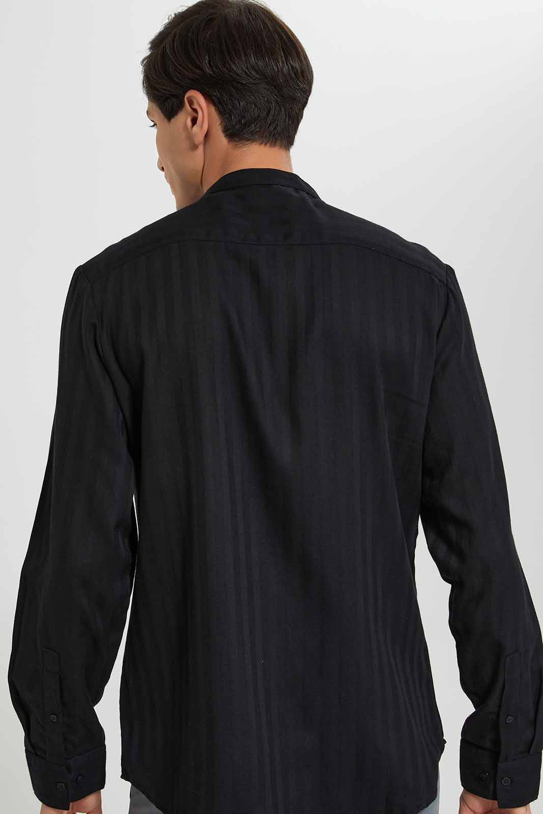 Redtag-Black-Mandarin-Collar-Shirt-Category:Shirts,-Colour:Black,-Deals:New-In,-Festive,-Filter:Men's-Clothing,-Men-Shirts,-New-In-Men-APL,-Non-Sale,-Section:Men,-W22O-Men's-