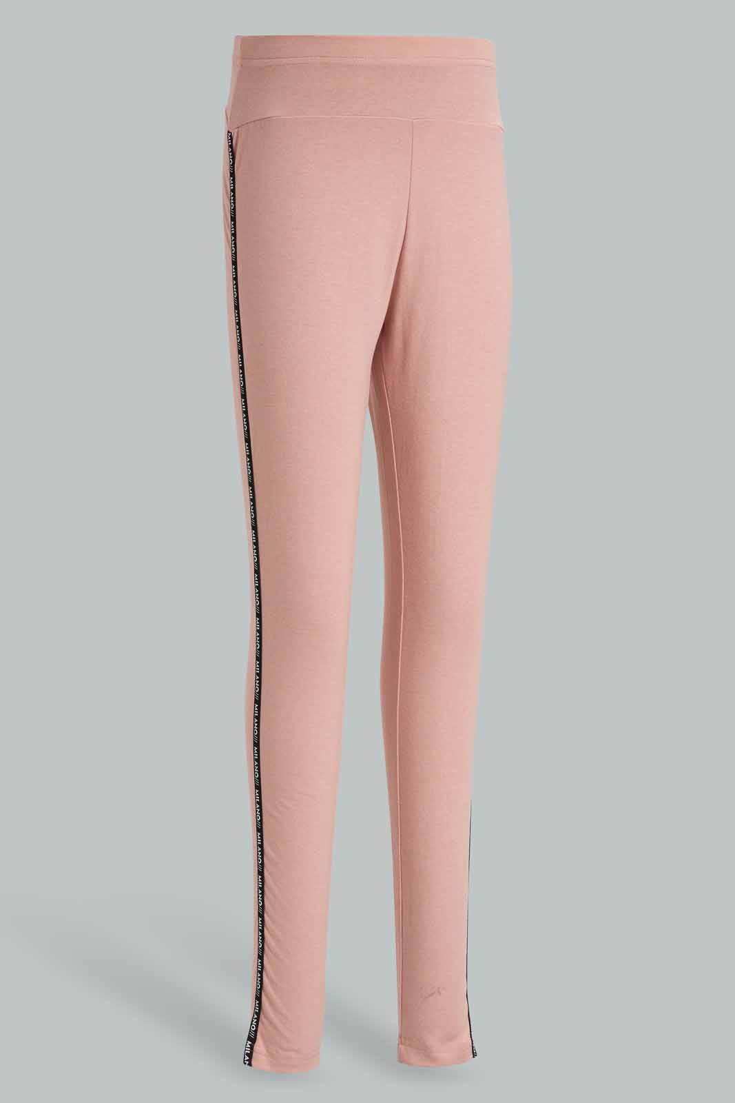 Pink Side Piping Legging For Women