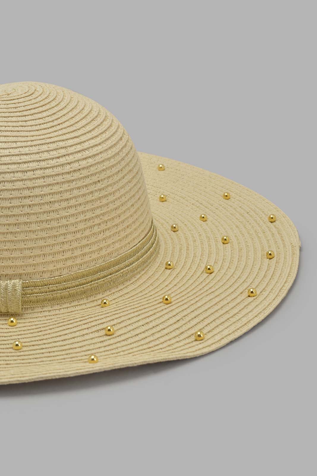 Redtag-Beige-Embellished-Hat-Category:Caps-&-Hats,-Colour:Beige,-Filter:Women's-Accessories,-New-In,-New-In-Women-ACC,-Non-Sale,-Section:Women,-W22O,-Women-Caps-&-Hats-Women-