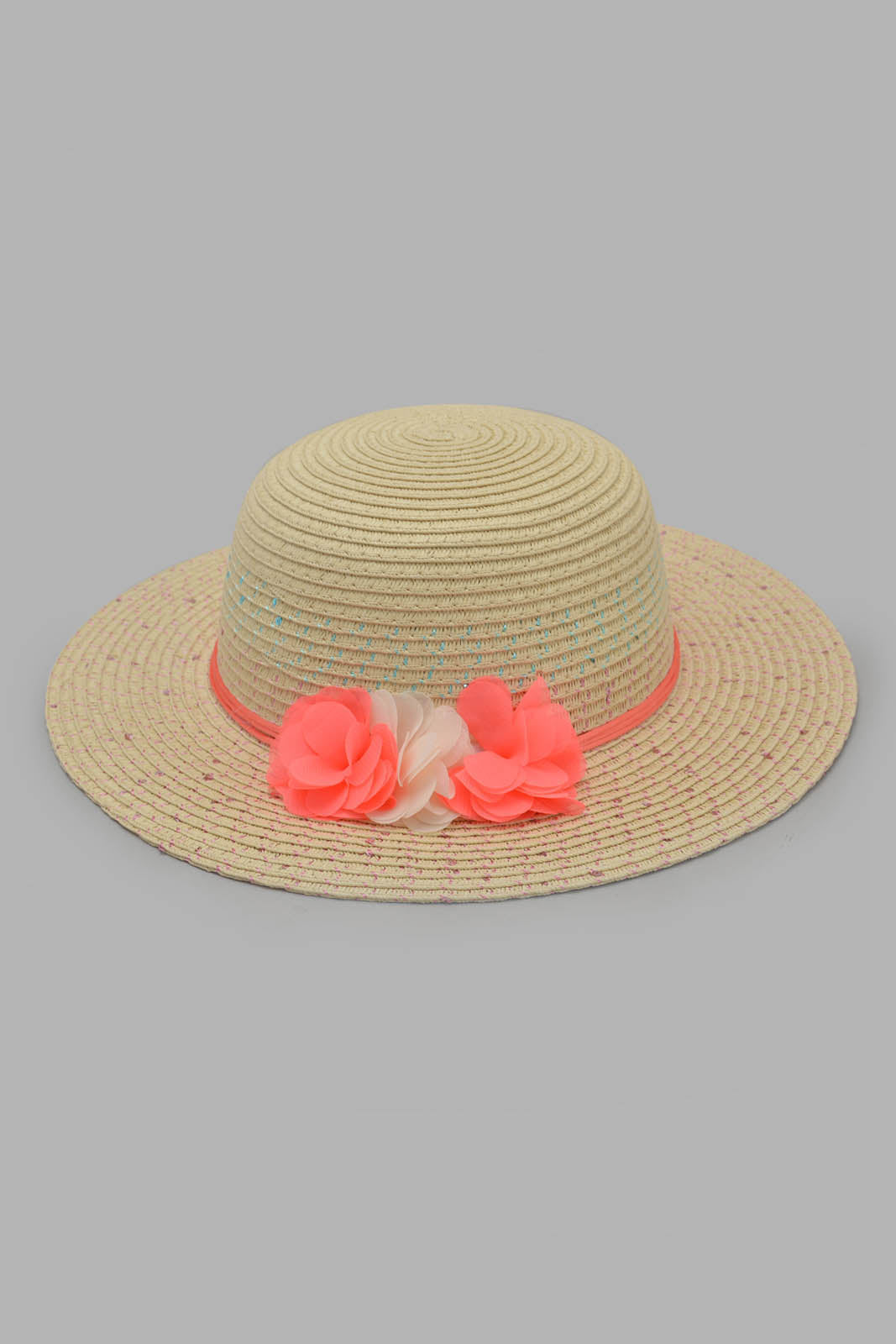 Redtag-Beige-Floral-Embellished-Hat-Category:Caps-&-Hats,-Colour:Assorted,-Filter:Girls-Accessories,-GIR-Caps-&-Hats,-New-In,-New-In-GIR-ACC,-Non-Sale,-Section:Girls-(0-to-14Yrs),-W22O-Girls-