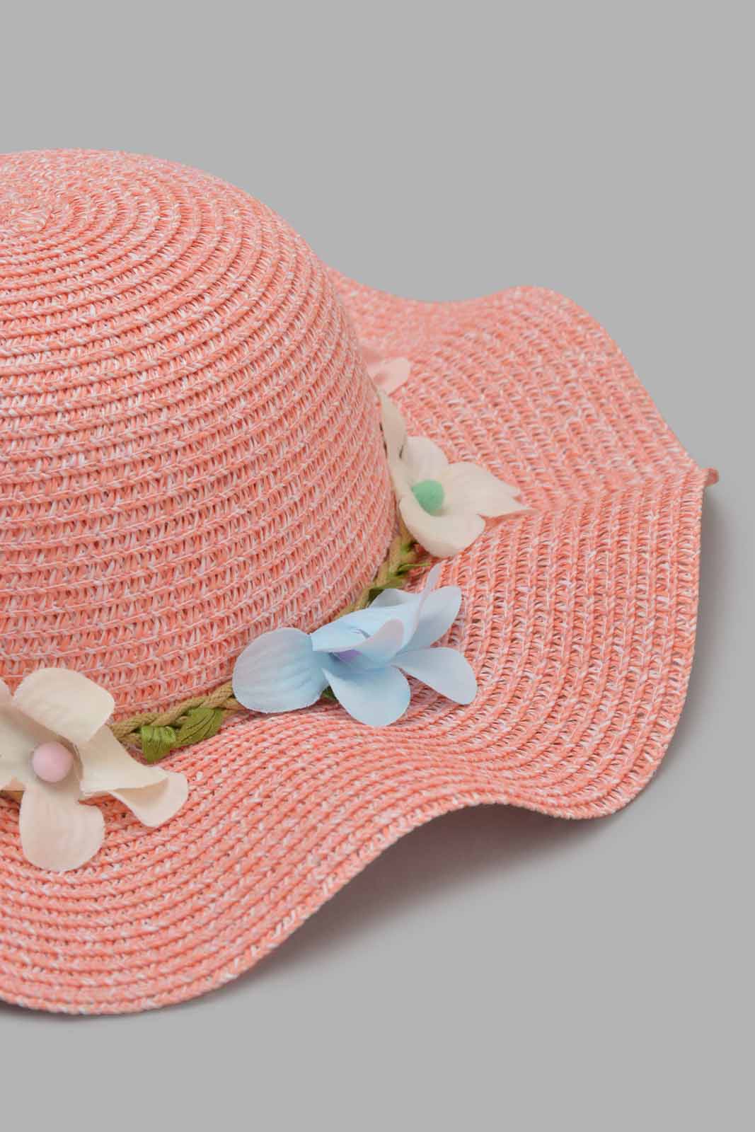 Redtag-Pink-Floral-Embellished-Hat-Category:Caps-&-Hats,-Colour:Assorted,-Filter:Girls-Accessories,-GIR-Caps-&-Hats,-New-In,-New-In-GIR-ACC,-Non-Sale,-Section:Girls-(0-to-14Yrs),-W22O-Girls-