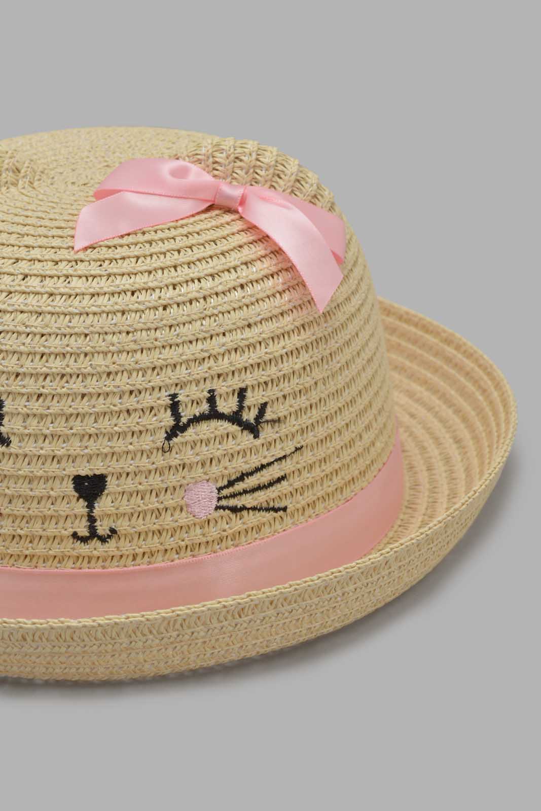 Redtag-Beige-Character-Embellished-Hat-Category:Caps-&-Hats,-CHR,-Colour:Assorted,-Filter:Girls-Accessories,-GIR-Caps-&-Hats,-New-In,-New-In-GIR-ACC,-Non-Sale,-Section:Girls-(0-to-14Yrs),-W22O-Girls-