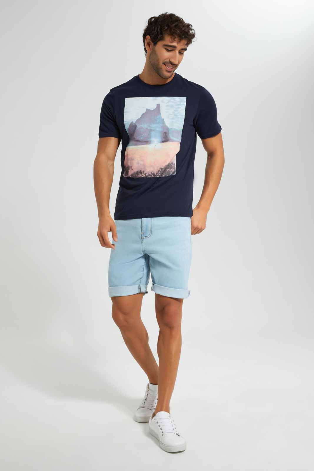 Redtag-Navy-Graphic-T-Shirt-Category:T-Shirts,-Colour:Navy,-Deals:New-In,-Filter:Men's-Clothing,-Men-T-Shirts,-New-In-Men,-Non-Sale,-S22D,-Section:Men,-TBL-Men's-