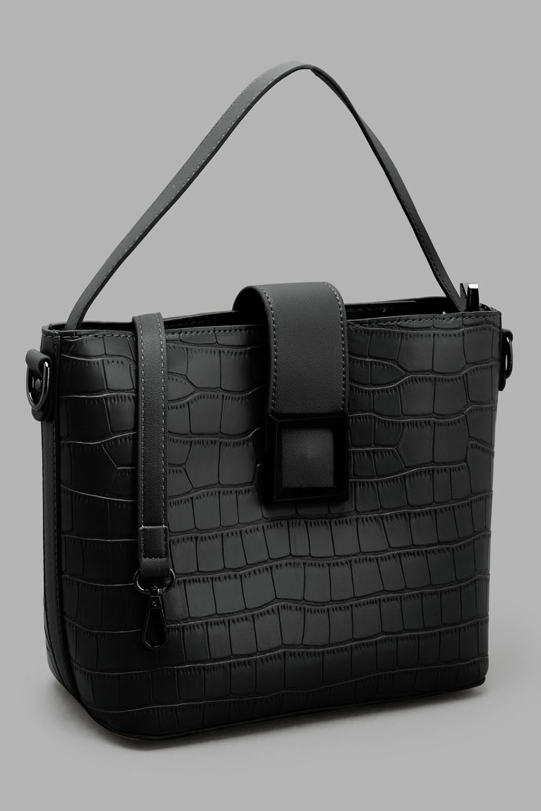 Redtag-Black-Bucket-Texture-Cross-Body-Bag-Category:Bags,-Colour:Black,-Filter:Women's-Accessories,-New-In,-New-In-Women-ACC,-Non-Sale,-S22C,-Section:Women,-Women-Bags-Women-
