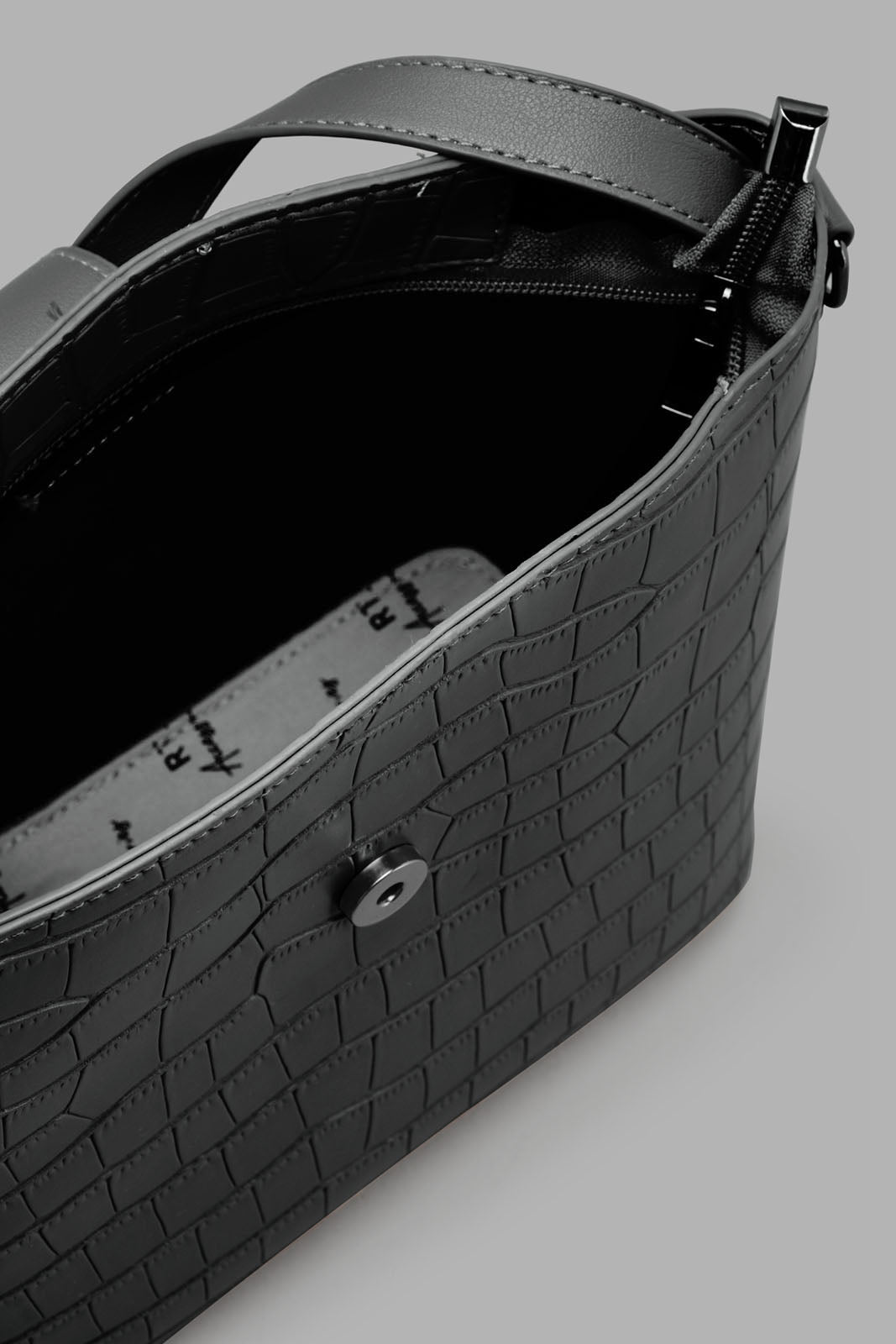 Redtag-Black-Bucket-Texture-Cross-Body-Bag-Category:Bags,-Colour:Black,-Filter:Women's-Accessories,-New-In,-New-In-Women-ACC,-Non-Sale,-S22C,-Section:Women,-Women-Bags-Women-
