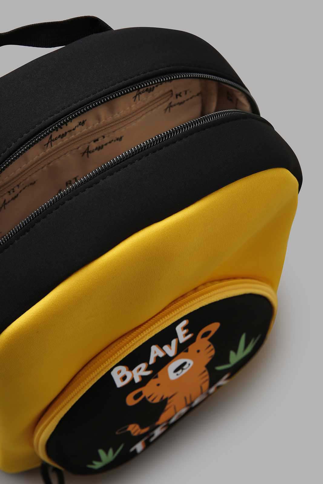 Redtag-Yellow-And-Black-Character-Printed-Backpack-BOY-Bags,-Category:Bags,-CHR,-Colour:Assorted,-Filter:Boys-Accessories,-New-In,-New-In-BOY-ACC,-Non-Sale,-Section:Boys-(0-to-14Yrs),-W22O-Boys-