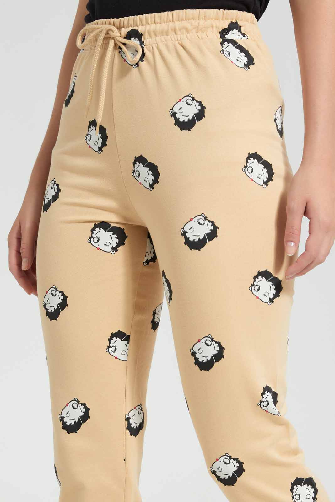 Redtag-Beige-Betty-Boop-Print-Active-Pant-Category:Joggers,-Colour:Beige,-Deals:New-In,-Filter:Women's-Clothing,-New-In-Women,-Non-Sale,-S22D,-Section:Women,-Women-Joggers-Women's-