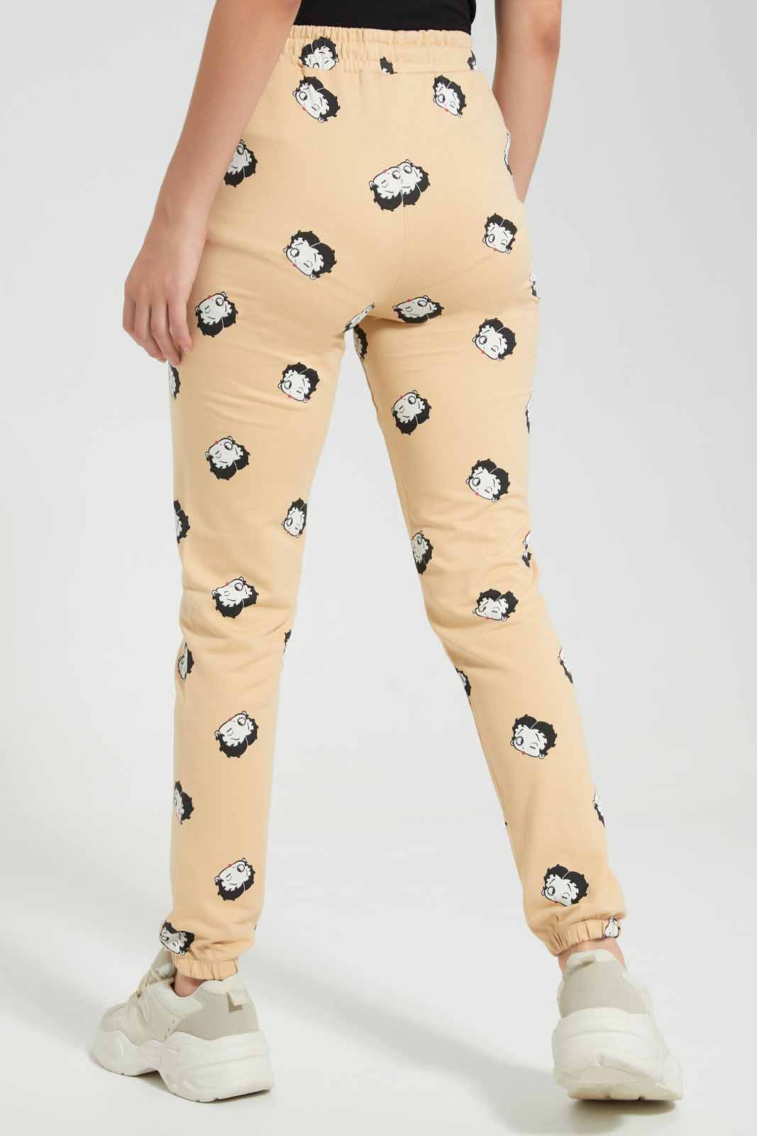 Redtag-Beige-Betty-Boop-Print-Active-Pant-Category:Joggers,-Colour:Beige,-Deals:New-In,-Filter:Women's-Clothing,-New-In-Women,-Non-Sale,-S22D,-Section:Women,-Women-Joggers-Women's-