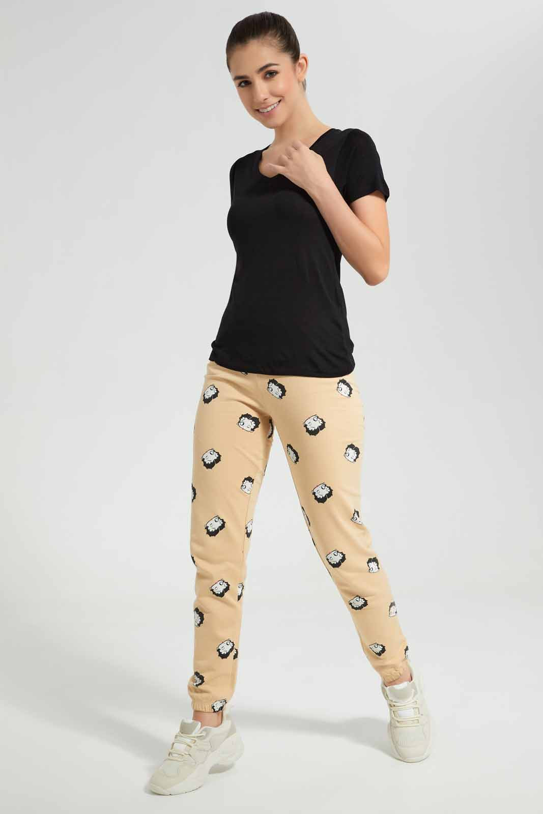 Redtag-Beige-Betty-Boop-Print-Active-Pant-Category:Joggers,-Colour:Beige,-Deals:New-In,-Filter:Women's-Clothing,-New-In-Women,-Non-Sale,-S22D,-Section:Women,-Women-Joggers-Women's-