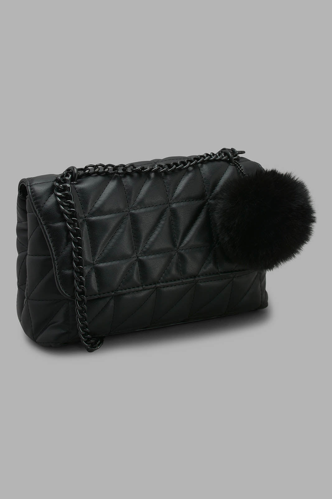 Redtag-Black-Quilted-Embellished-Cross-Body-Bag-Category:Bags,-Colour:Black,-Filter:Women's-Accessories,-New-In,-New-In-Women-ACC,-Non-Sale,-S22C,-Section:Women,-Women-Bags-Women-