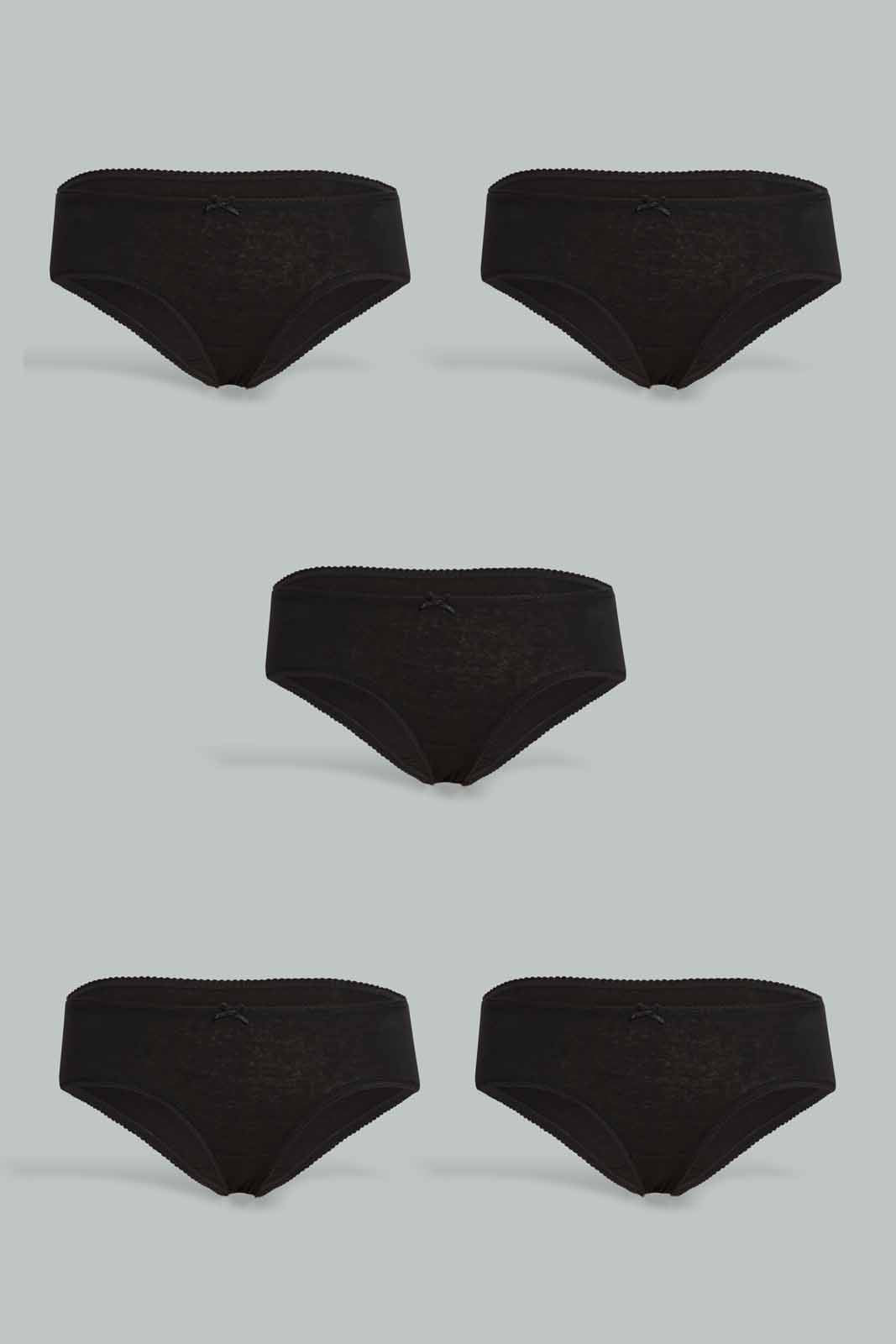Redtag-Black-Plain-Boyleg-Briefs-(5-Pack)-365,-Category:Briefs,-Colour:Black,-Deals:New-In,-Filter:Women's-Clothing,-New-In-Women-APL,-Non-Sale,-Section:Women,-Women-Briefs--