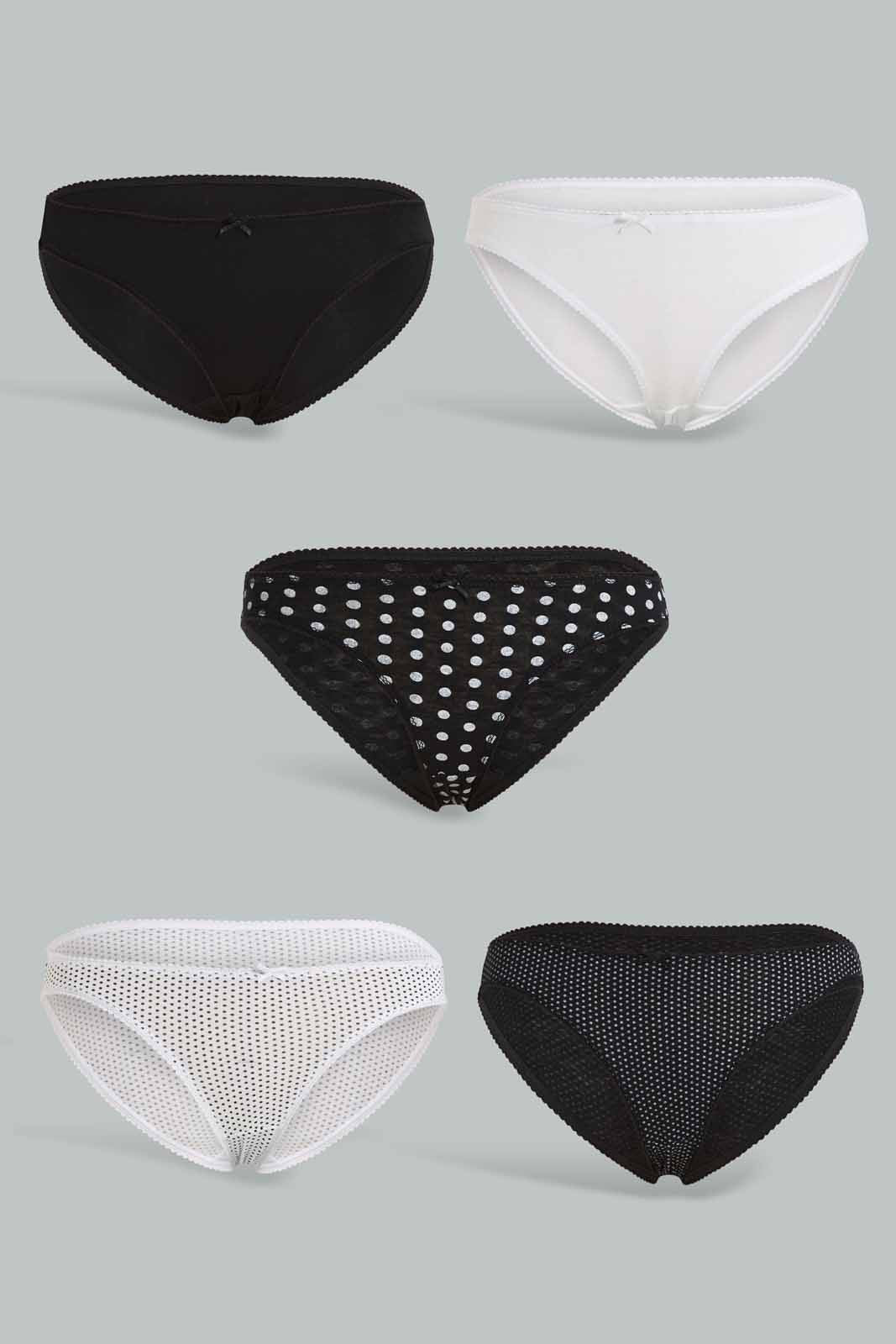 Redtag-Assorted-Print/Plain-Bikini-Briefs-(5-Pack)-365,-Category:Briefs,-Colour:Assorted,-Deals:New-In,-Filter:Women's-Clothing,-New-In-Women-APL,-Non-Sale,-Section:Women,-Women-Briefs--