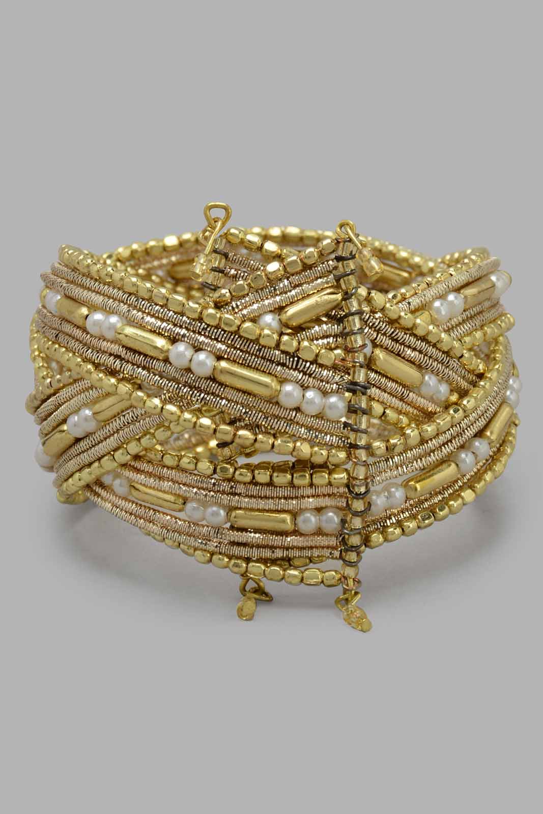 Redtag-Gold-Pearl-Embellished-Cuff-Category:Jewellery,-Colour:Gold,-Filter:Women's-Accessories,-New-In,-New-In-Women-ACC,-Non-Sale,-S22C,-Section:Women,-Women-Jewellery-Women-