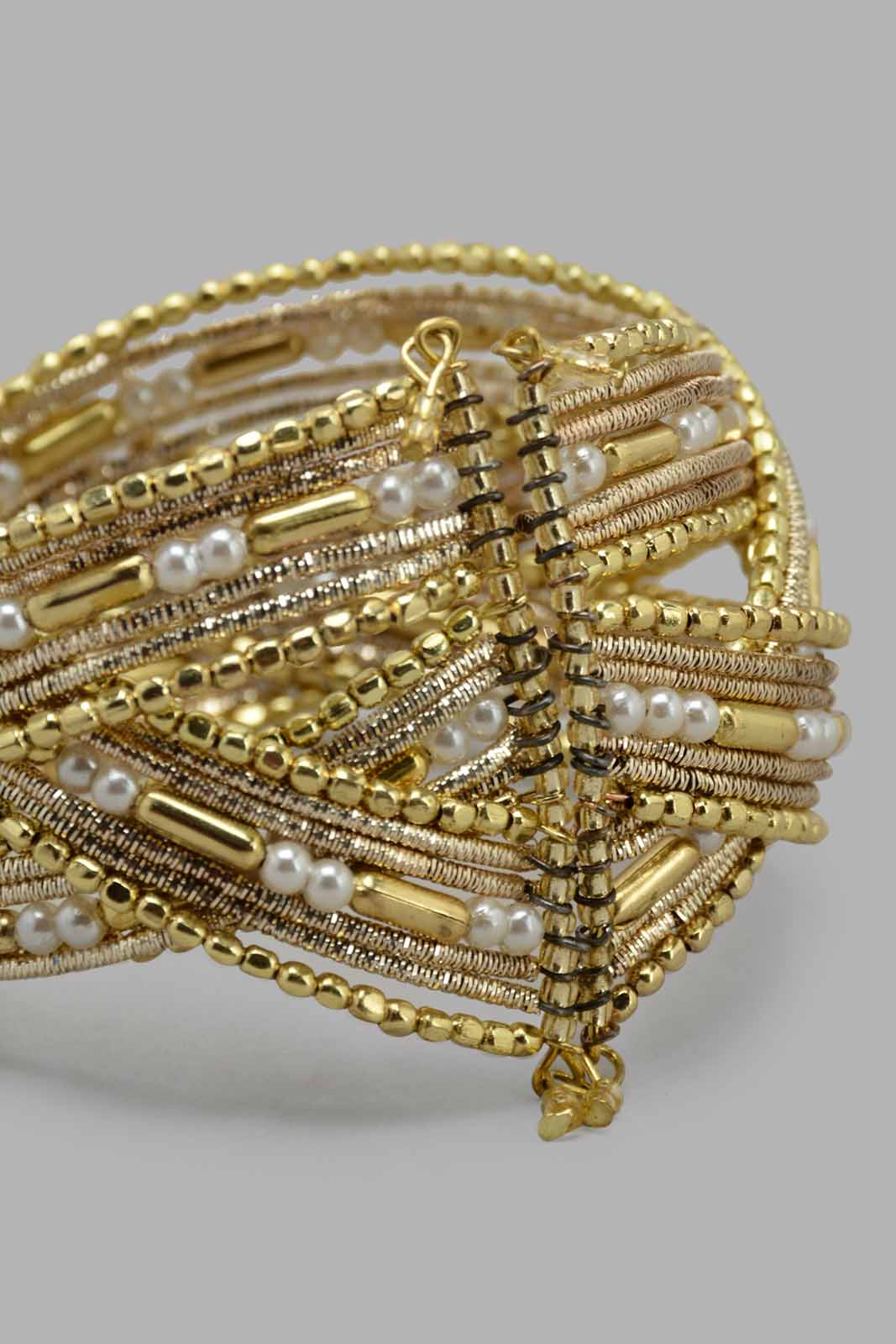 Redtag-Gold-Pearl-Embellished-Cuff-Category:Jewellery,-Colour:Gold,-Filter:Women's-Accessories,-New-In,-New-In-Women-ACC,-Non-Sale,-S22C,-Section:Women,-Women-Jewellery-Women-