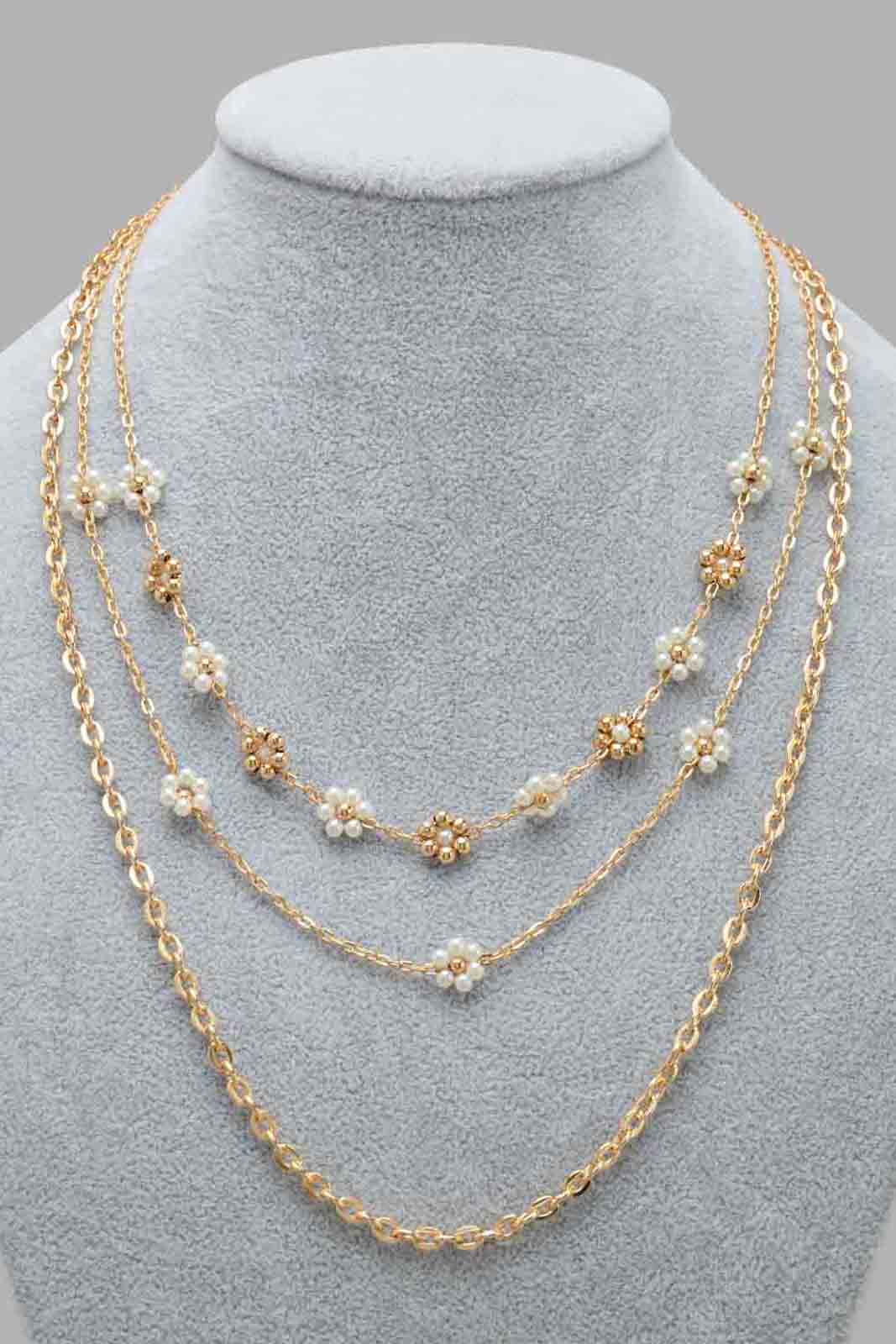Redtag-Gold--Pearl-multilayered-Necklace-Category:Jewellery,-Colour:Gold,-Filter:Women's-Accessories,-LEC-Jewellery,-New-In,-New-In-Women-ACC,-Non-Sale,-S22C,-Section:Women-Women-