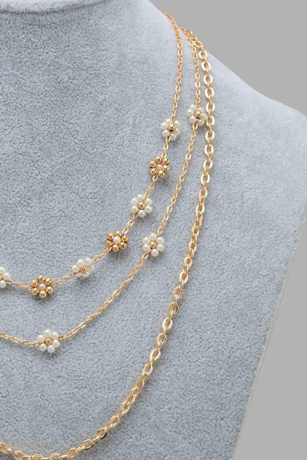 Redtag-Gold--Pearl-multilayered-Necklace-Category:Jewellery,-Colour:Gold,-Filter:Women's-Accessories,-LEC-Jewellery,-New-In,-New-In-Women-ACC,-Non-Sale,-S22C,-Section:Women-Women-
