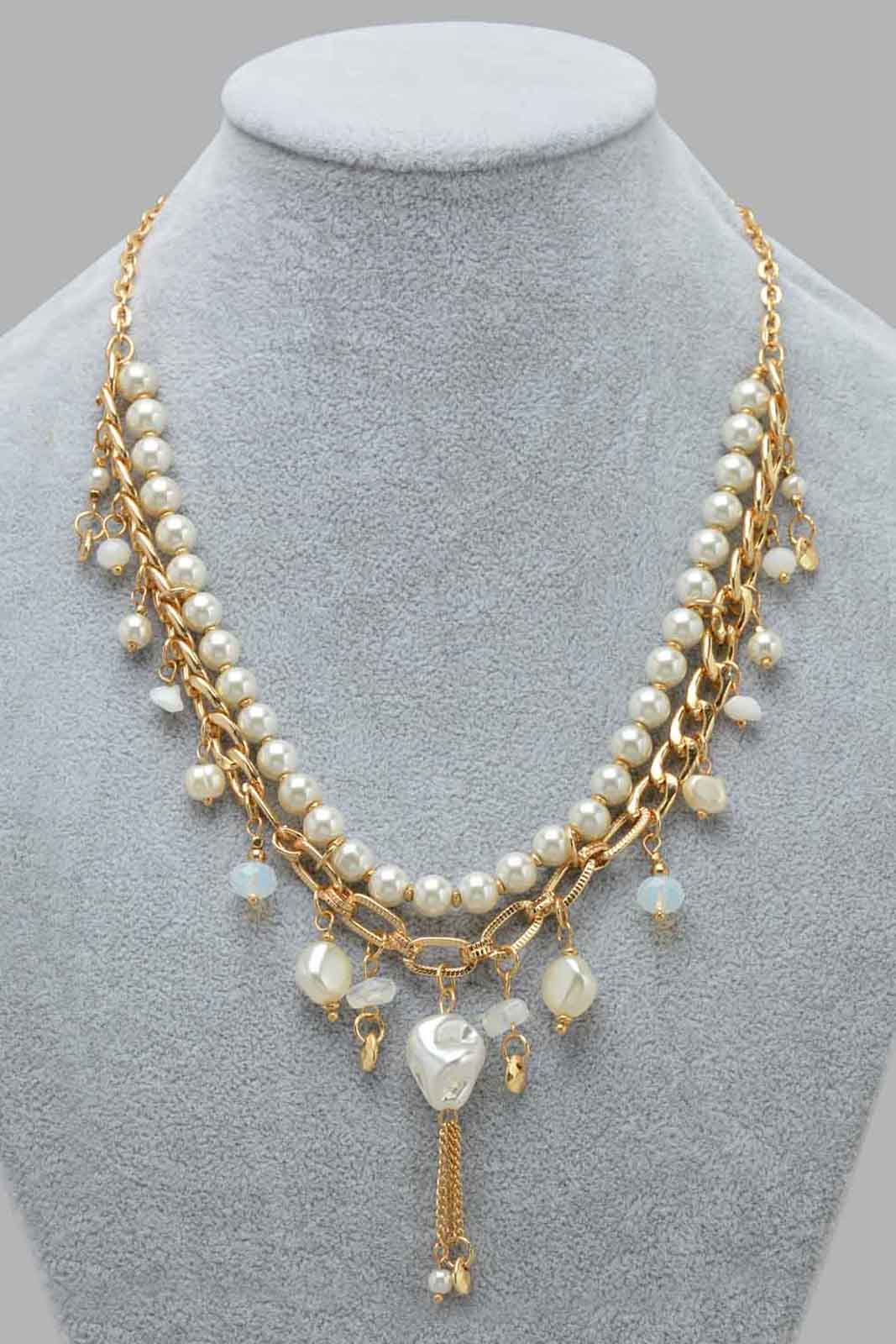Redtag-Gold--Pearl-single-Layered-Necklace-Category:Jewellery,-Colour:Gold,-Filter:Women's-Accessories,-LEC-Jewellery,-New-In,-New-In-Women-ACC,-Non-Sale,-S22C,-Section:Women-Women-