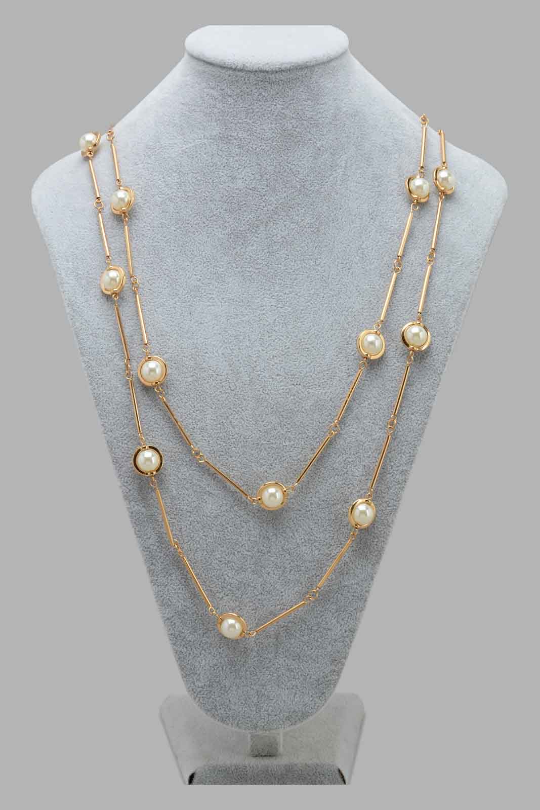 Redtag-Gold--Pearl-multilayered-Necklace-Category:Jewellery,-Colour:Gold,-Filter:Women's-Accessories,-LEC-Jewellery,-New-In,-New-In-Women-ACC,-Non-Sale,-S22C,-Section:Women-Women-