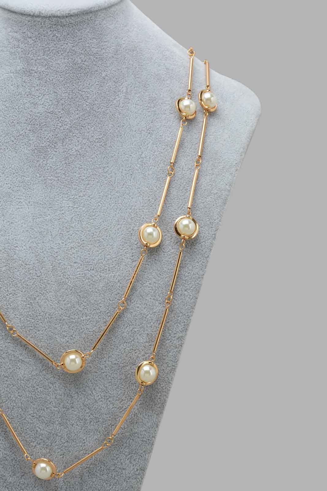 Redtag-Gold--Pearl-multilayered-Necklace-Category:Jewellery,-Colour:Gold,-Filter:Women's-Accessories,-LEC-Jewellery,-New-In,-New-In-Women-ACC,-Non-Sale,-S22C,-Section:Women-Women-