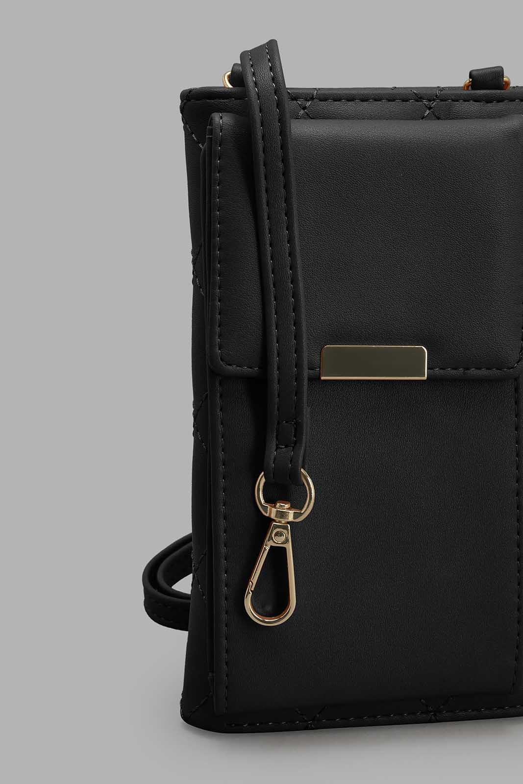 Redtag-Black-Quilted-Mobile-Purse-Category:Bags,-Colour:Black,-Filter:Women's-Accessories,-New-In,-New-In-Women-ACC,-Non-Sale,-S22C,-Section:Women,-Women-Bags-Women-