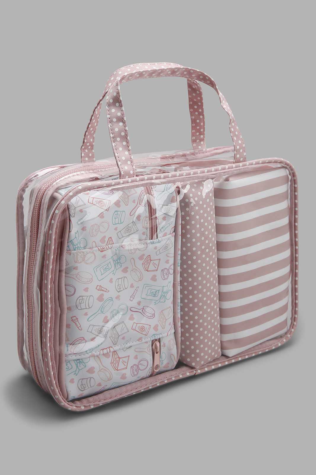 Redtag-Grey-And-White-Floral-Printed-Cosmetic-Pouches-Category:Cosmetics,-Colour:Grey,-Filter:Women's-Accessories,-New-In,-New-In-Women-ACC,-Non-Sale,-Section:Women,-W22O,-Women-Cosmetics-Women-