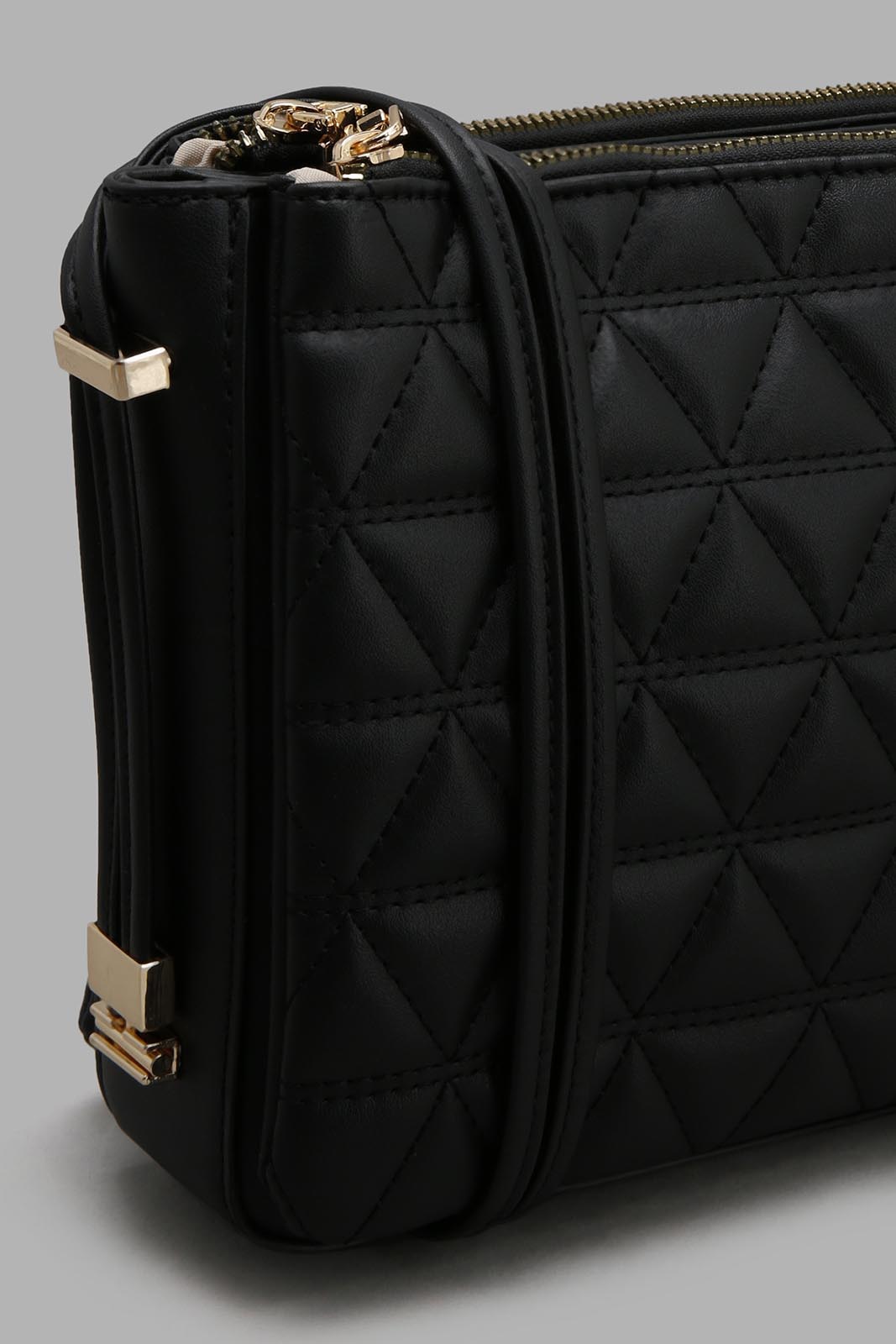 Redtag-Black-Quilted-Cross-Body-Bag-Category:Bags,-Colour:Black,-Filter:Women's-Accessories,-New-In,-New-In-Women-ACC,-Non-Sale,-Section:Women,-W22O,-Women-Bags-Women-