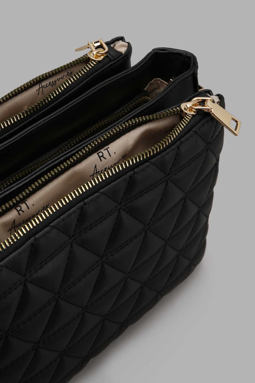Redtag-Black-Quilted-Cross-Body-Bag-Category:Bags,-Colour:Black,-Filter:Women's-Accessories,-New-In,-New-In-Women-ACC,-Non-Sale,-Section:Women,-W22O,-Women-Bags-Women-