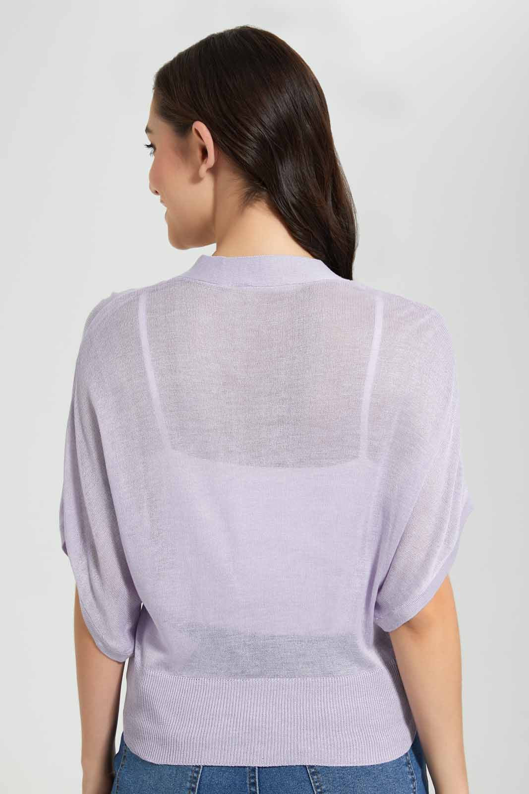 Redtag-Lilac-Short-Sleeves-Cardigan-Category:Cardigans,-Colour:Lilac,-Deals:New-In,-Filter:Women's-Clothing,-New-In-Women,-Non-Sale,-Section:Women,-TBL,-W22O,-Women-Cardigans-Women's-