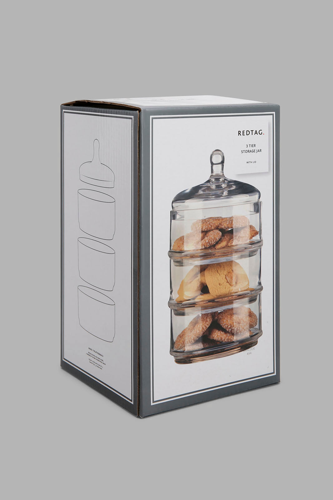 Redtag-Clear-Glass-Partition-Storage-Jar-With-Lid-Category:Canisters-And-Jars,-Colour:Na,-Deals:New-In,-Filter:Home-Dining,-HMW-DIN-Storage,-New-In-HMW-DIN,-Non-Sale,-Section:Homewares,-W22O-Home-Dining-