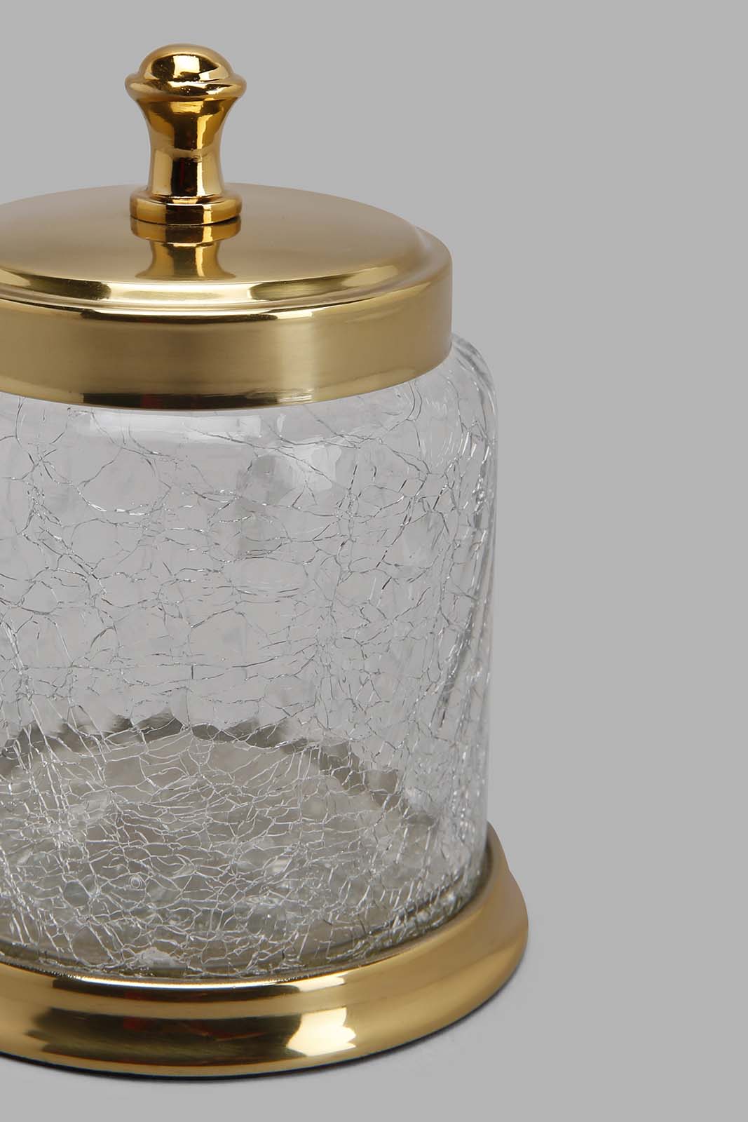 Redtag-Gold-Crackle-Glass-Cotton-Jar-Category:Bathroom-Accessories,-Colour:Gold,-Deals:New-In,-Filter:Home-Bathroom,-HMW-BAC-Bath-Accessories,-New-In-HMW-BAC,-Non-Sale,-Section:Homewares,-W22B-Home-Bathroom-