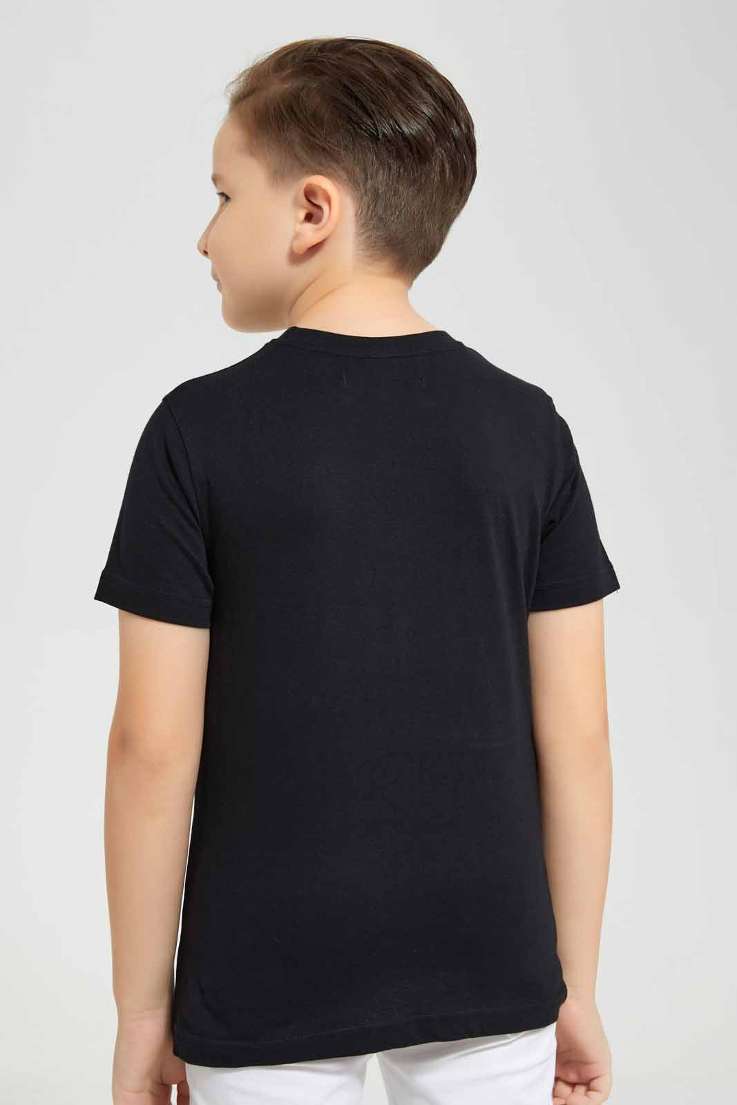 Redtag-Black-Dino-Squad-T-Shirt-BOY-T-Shirts,-Category:T-Shirts,-Colour:Black,-Deals:New-In,-EID,-Filter:Boys-(2-to-8-Yrs),-New-In-BOY-APL,-Non-Sale,-Section:Boys-(0-to-14Yrs),-W22O-Boys-2 to 8 Years