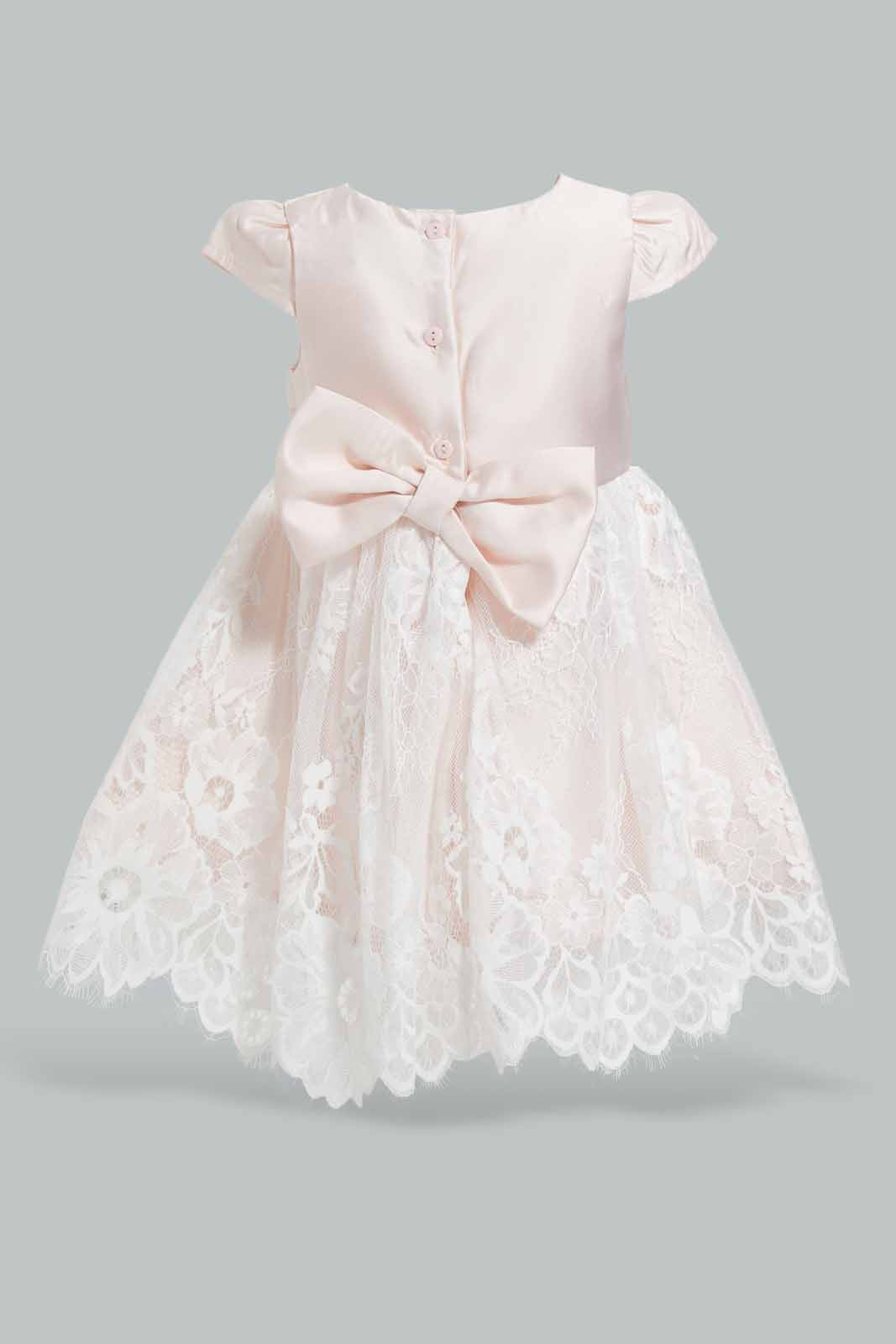 Redtag-Lt.-Pink-Cap-Sleeves-Mesh-Dress-Category:Dresses,-Colour:Apricot,-Deals:New-In,-EID,-Filter:Infant-Girls-(3-to-24-Mths),-ING-Dresses,-New-In-ING-APL,-Non-Sale,-Section:Girls-(0-to-14Yrs),-W22O-Infant-Girls-3 to 24 Months