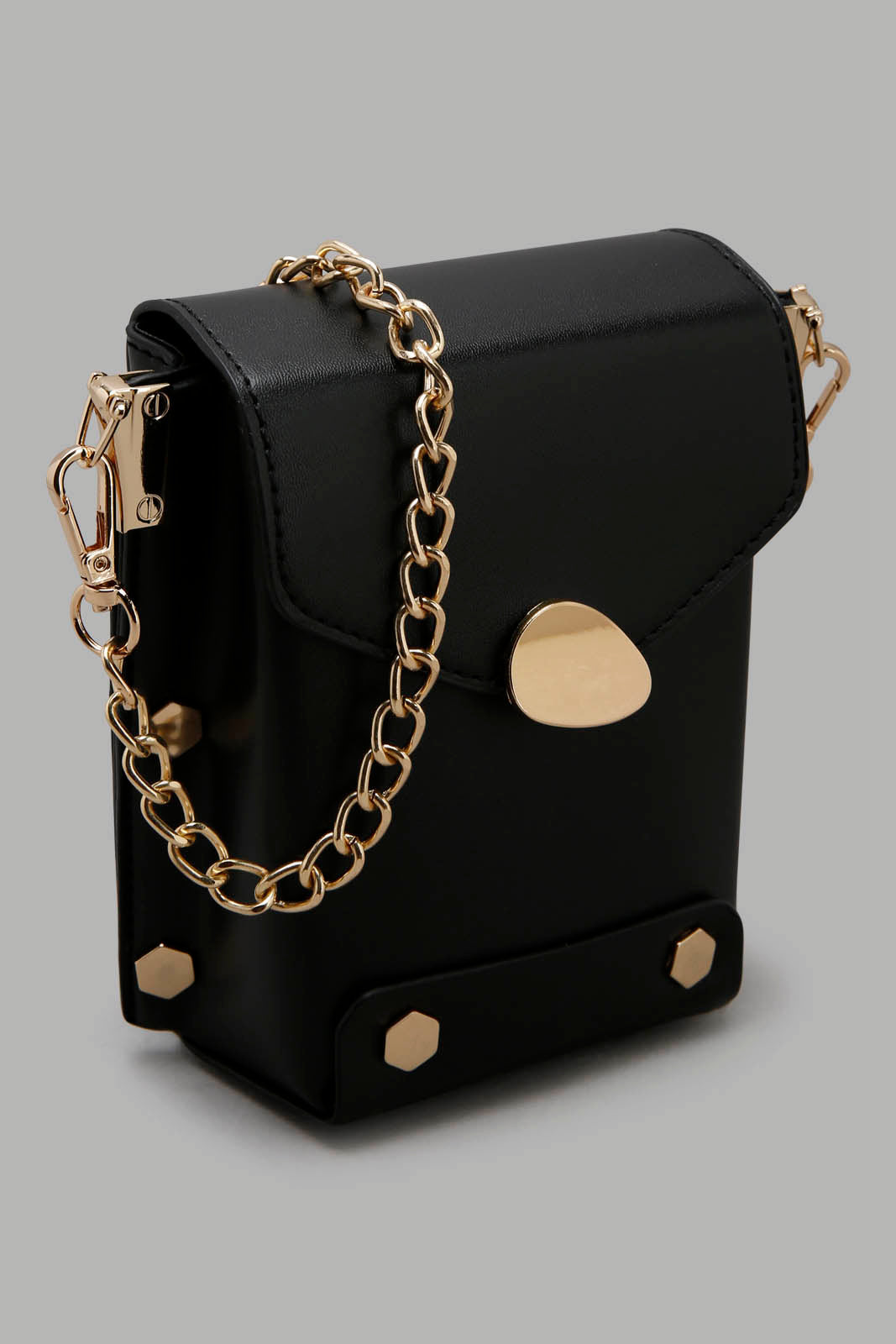 Redtag-Black-Structure-Cross-Body-Category:Bags,-Colour:Black,-Filter:Girls-Accessories,-GIR-Bags,-New-In,-New-In-GIR-ACC,-Non-Sale,-Section:Girls-(0-to-14Yrs),-W22O-Girls-