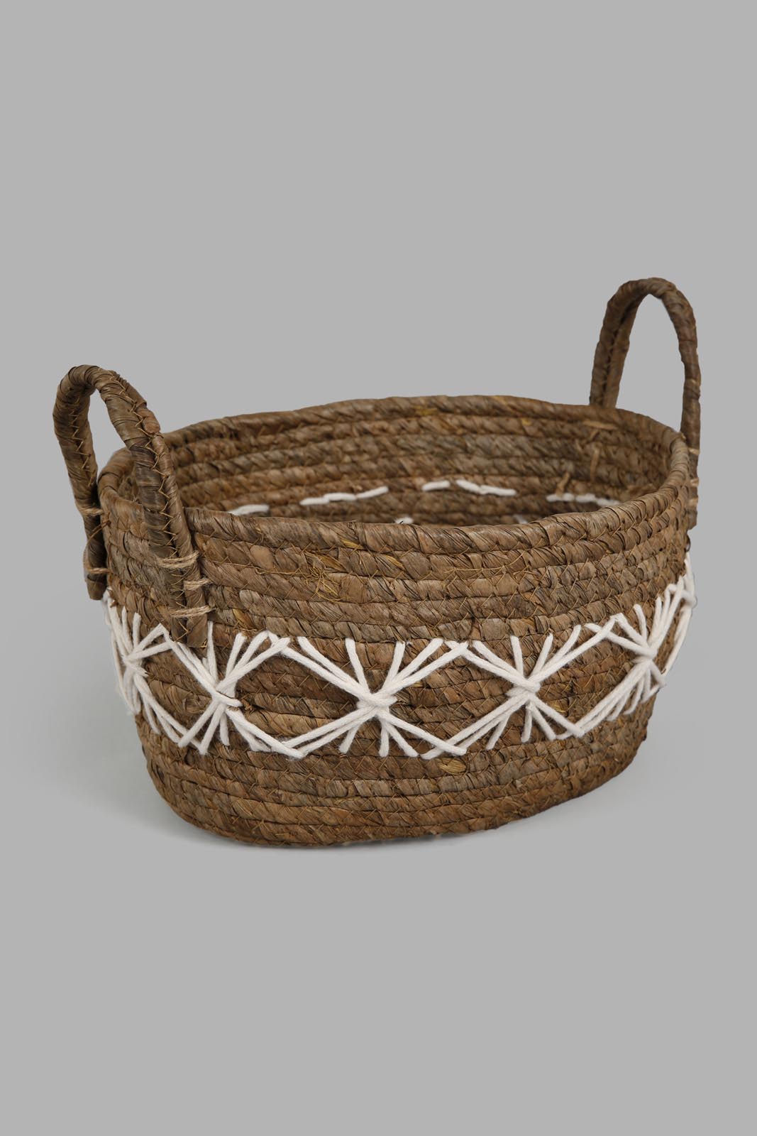 Redtag-Brown-Banana-Leaf-Oval-Laundry-Basket-(Small)-Category:Laundry-Hampers,-Colour:Brown,-Deals:New-In,-Filter:Home-Bathroom,-HMW-BAC-Bath-Accessories,-New-In-HMW-BAC,-Non-Sale,-Section:Homewares,-W22A-Home-Bathroom-