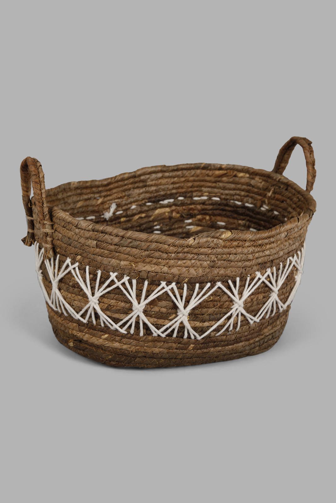 Redtag-Brown-Banana-Leaf-Oval-Laundry-Basket-(Large)-Category:Laundry-Hampers,-Colour:Brown,-Deals:New-In,-Filter:Home-Bathroom,-HMW-BAC-Bath-Accessories,-New-In-HMW-BAC,-Non-Sale,-Section:Homewares,-W22A-Home-Bathroom-