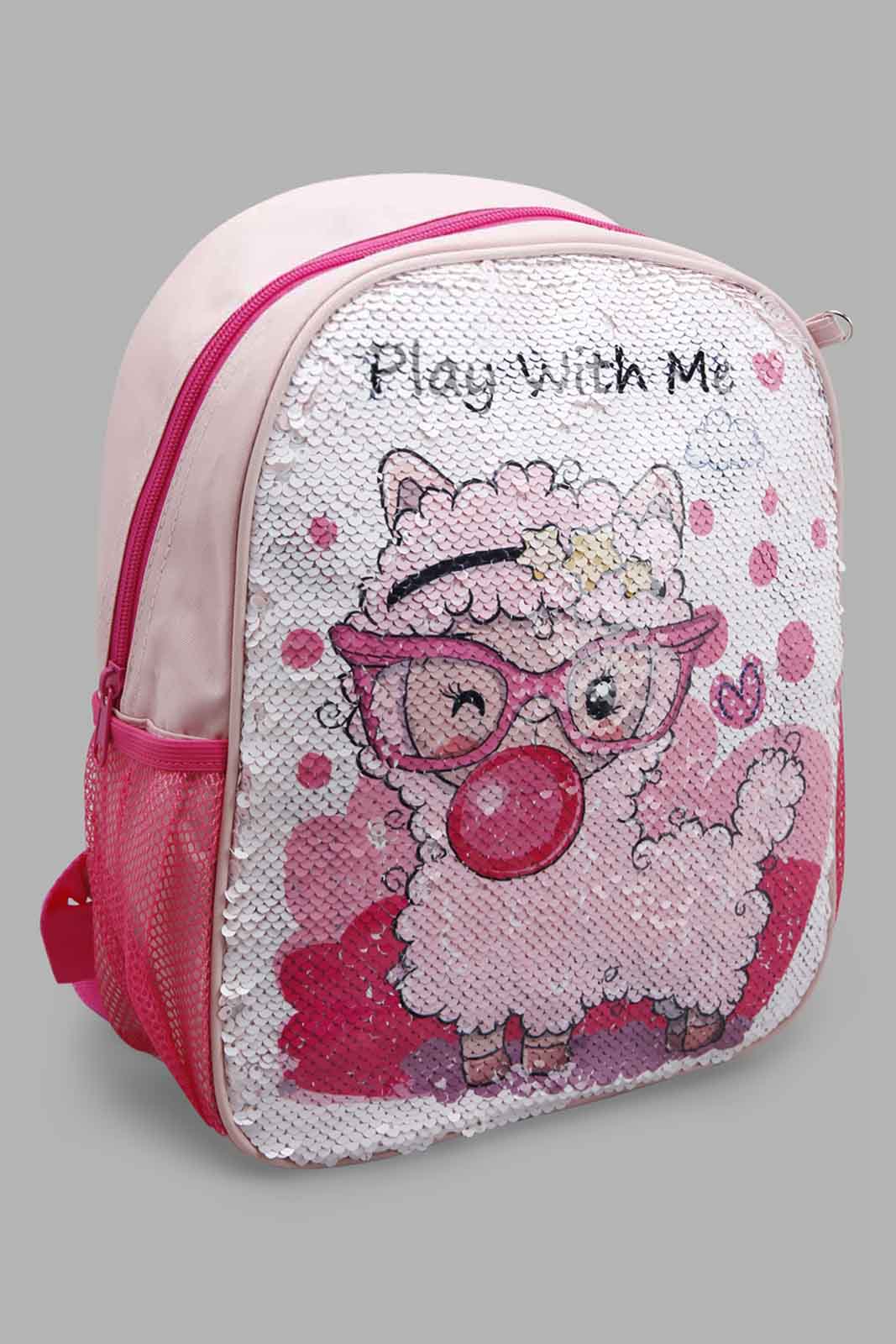 Redtag-Multicolour-Character-Embellished-Sequins-Backpack-Category:Bags,-CHR,-Colour:Assorted,-Filter:Girls-Accessories,-GIR-Bags,-New-In,-New-In-GIR-ACC,-Non-Sale,-Section:Girls-(0-to-14Yrs),-W22O-Girls-
