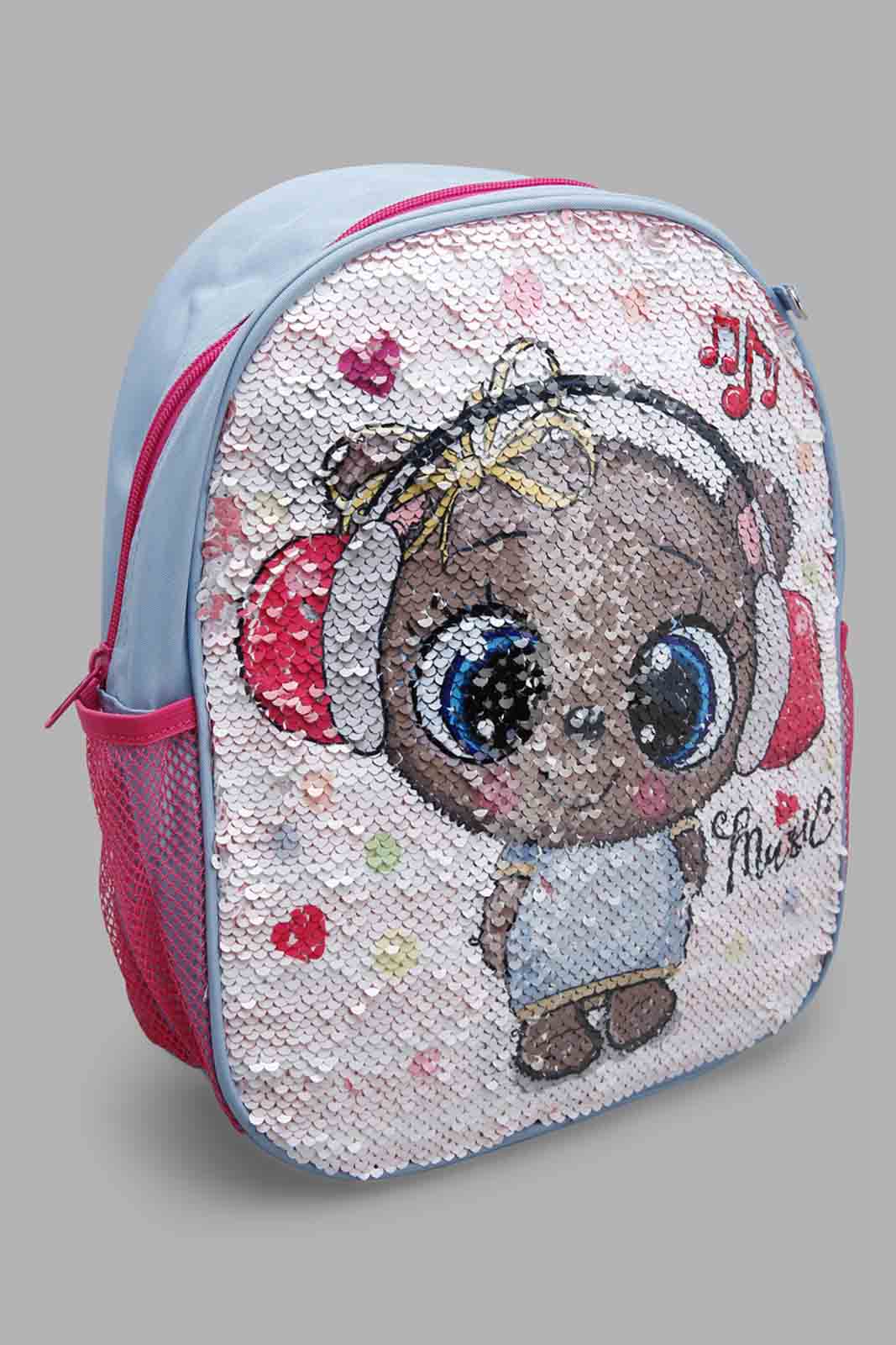 Redtag-Multicolour-Character-Embellished-Sequins-Backpack-Category:Bags,-CHR,-Colour:Assorted,-Filter:Girls-Accessories,-GIR-Bags,-New-In,-New-In-GIR-ACC,-Non-Sale,-Section:Girls-(0-to-14Yrs),-W22O-Girls-