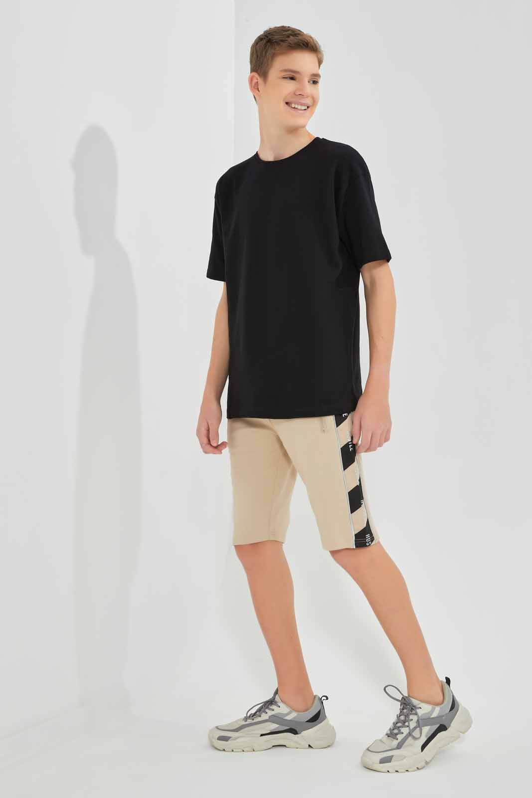Redtag-Beige-Foil-Print-Active-Shorts-BSR-Shorts,-Category:Shorts,-Colour:Beige,-Deals:New-In,-Filter:Senior-Boys-(9-to-14-Yrs),-New-In-BSR-APL,-Non-Sale,-Section:Boys-(0-to-14Yrs),-W22O-Senior-Boys-9 to 14 Years