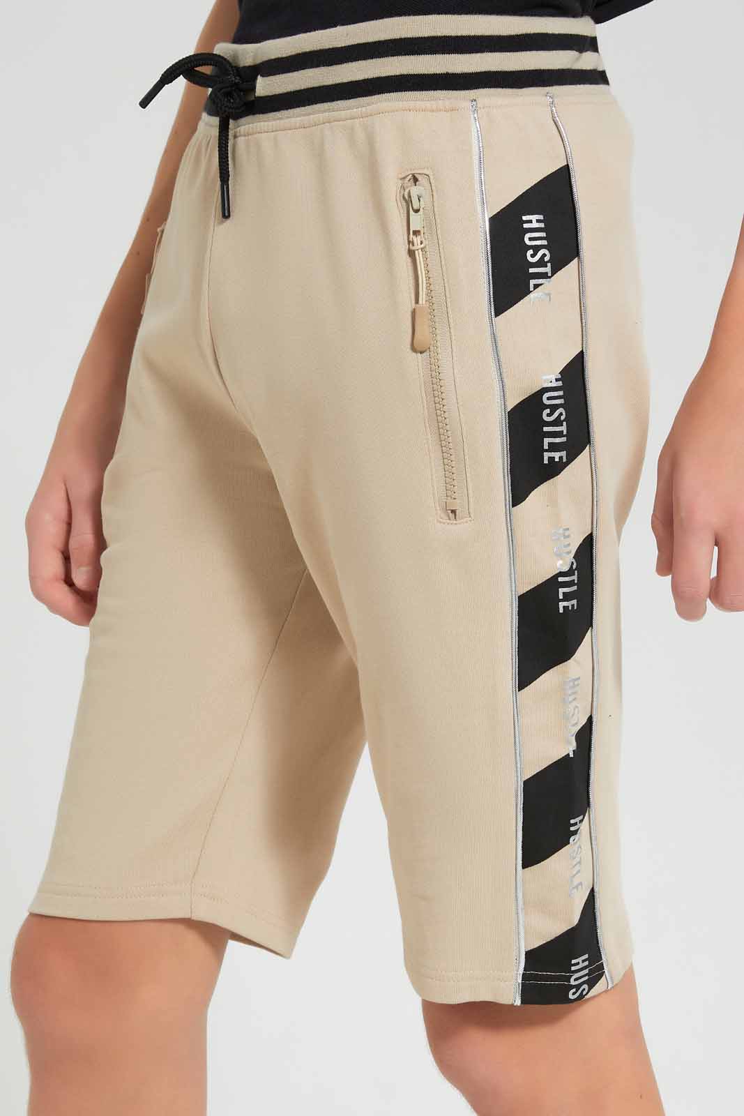 Redtag-Beige-Foil-Print-Active-Shorts-BSR-Shorts,-Category:Shorts,-Colour:Beige,-Deals:New-In,-Filter:Senior-Boys-(9-to-14-Yrs),-New-In-BSR-APL,-Non-Sale,-Section:Boys-(0-to-14Yrs),-W22O-Senior-Boys-9 to 14 Years
