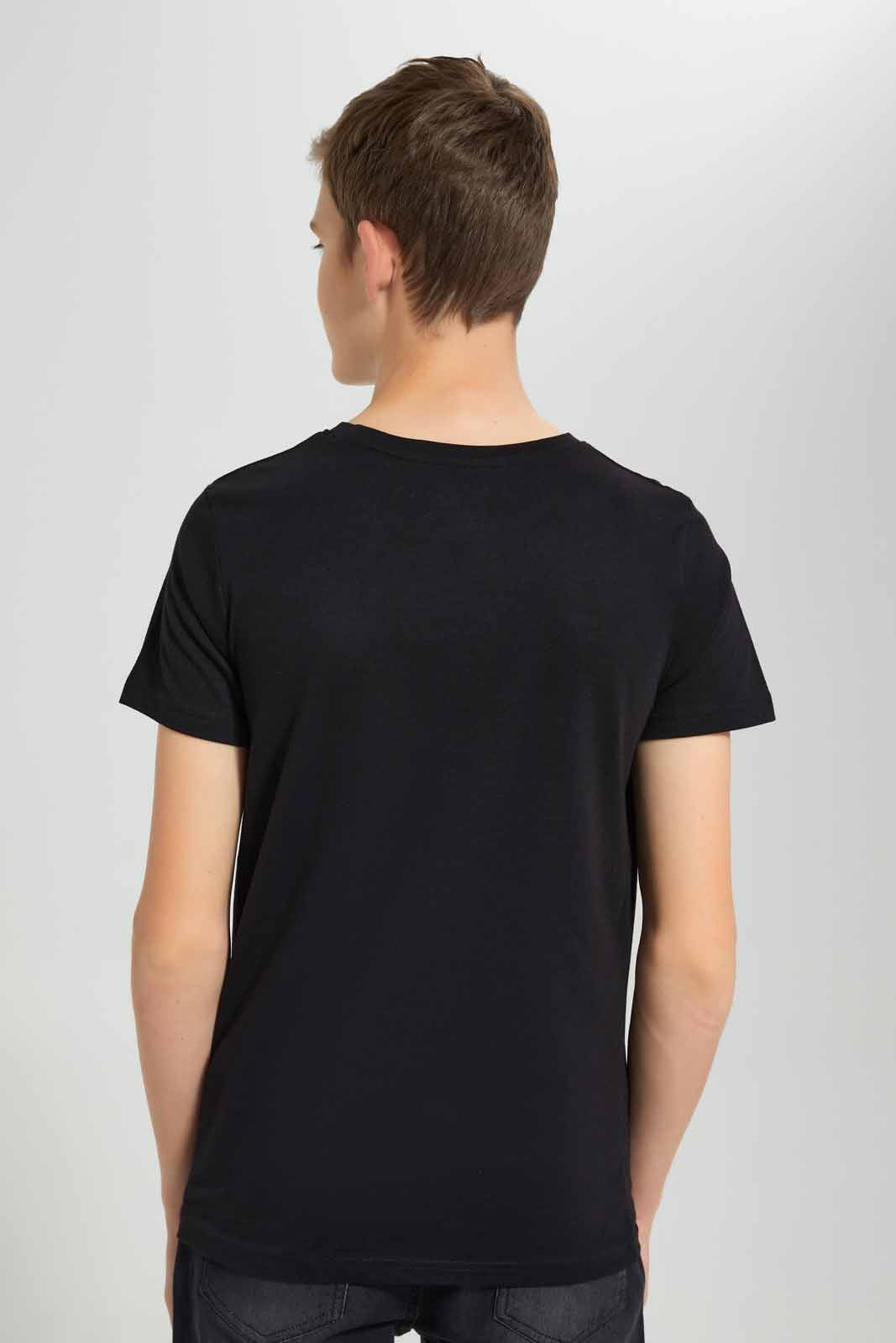 Redtag-Black-Fearless-T-Shirt-BSR-T-Shirts,-Category:T-Shirts,-Colour:Black,-Deals:New-In,-Festive,-Filter:Senior-Boys-(9-to-14-Yrs),-New-In-BSR-APL,-Non-Sale,-Section:Boys-(0-to-14Yrs),-W22O-Senior-Boys-9 to 14 Years