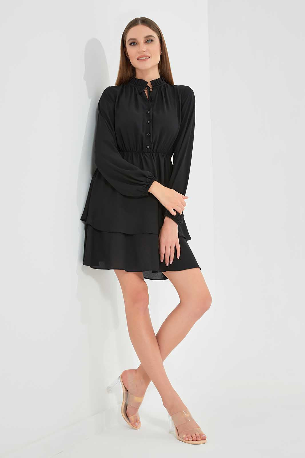 Women Black Tiered Dress
