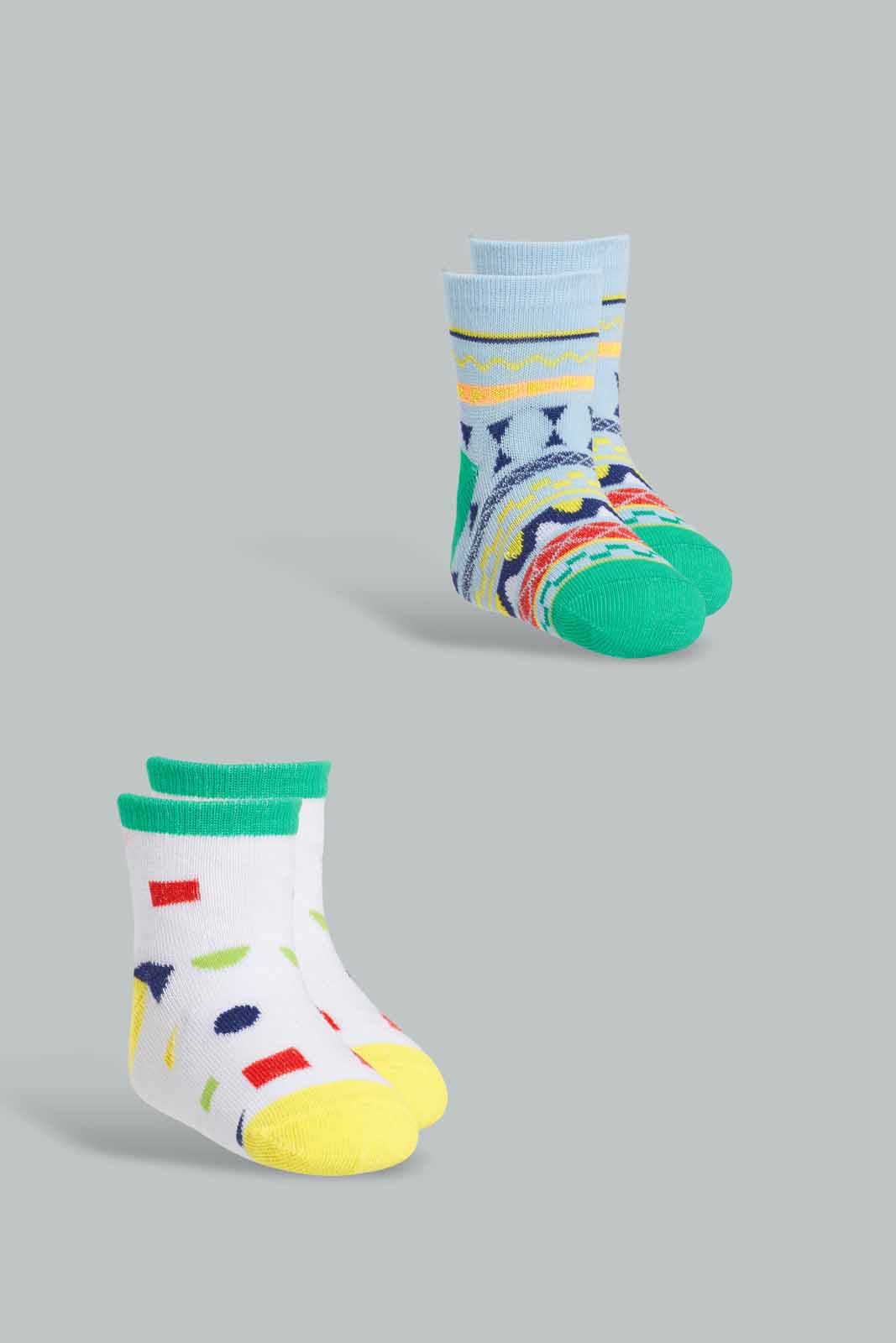 Redtag-Whitre-Splatter-Print-Impulse-Socks-2-Pack-(Ankle-Length)-365,-Category:Socks,-Colour:Assorted,-Deals:New-In,-Filter:Infant-Boys-(3-to-24-Mths),-IMP,-INB-Socks,-New-In-INB-APL,-Non-Sale,-Section:Boys-(0-to-14Yrs)-Infant-Boys-3 to 24 Months