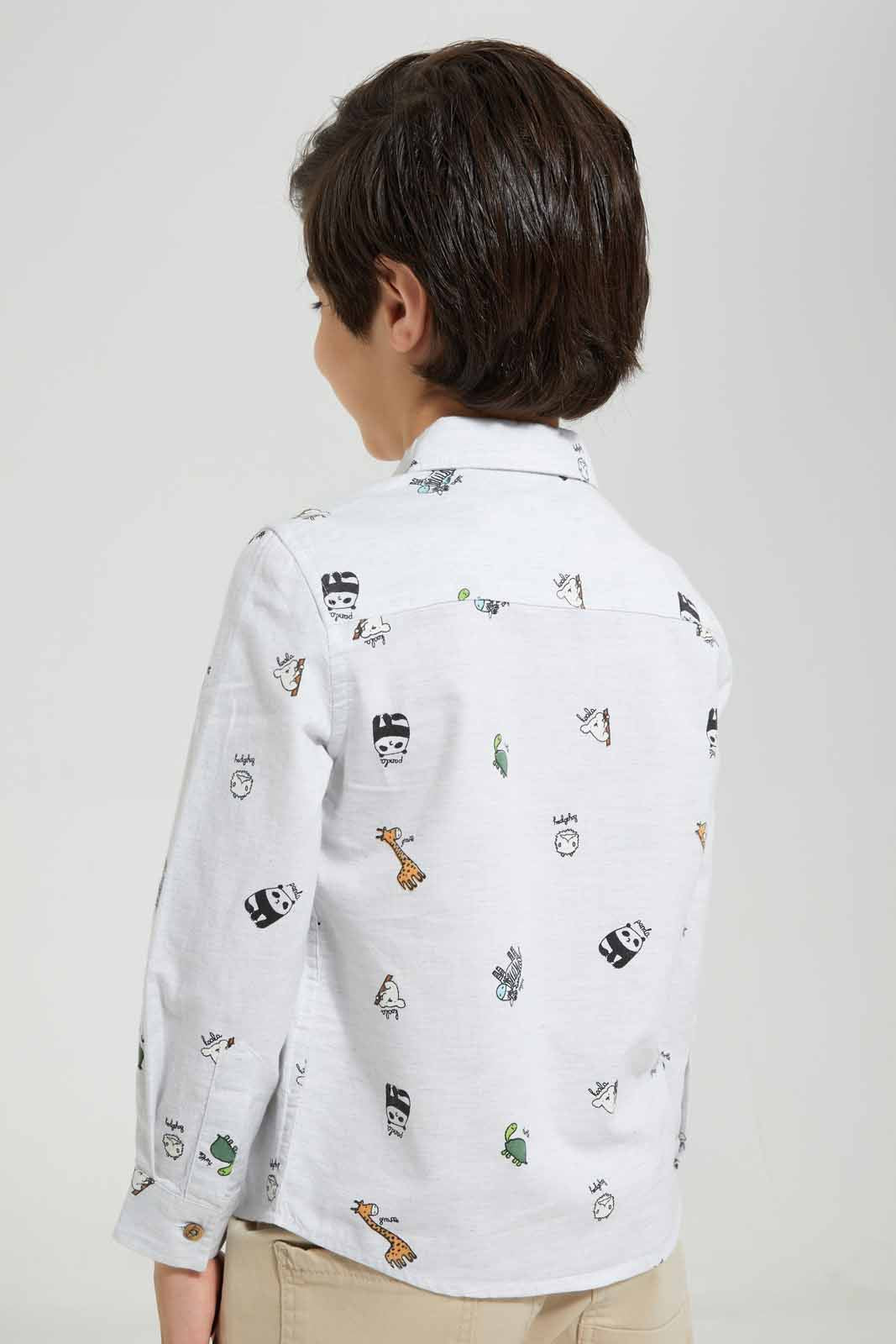 White Animals Shirt For Boys