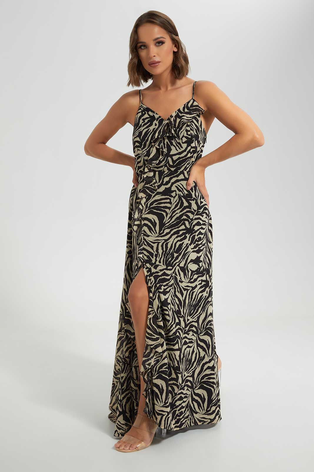 Redtag-Assorted-Strapped-Printed-Dress-With-Front-Ruffles-Category:Dresses,-Colour:Assorted,-Deals:New-In,-Filter:Women's-Clothing,-LEC,-LEC-Dresses,-New-In-LEC-APL,-Non-Sale,-Section:Women,-W22O-Women's-