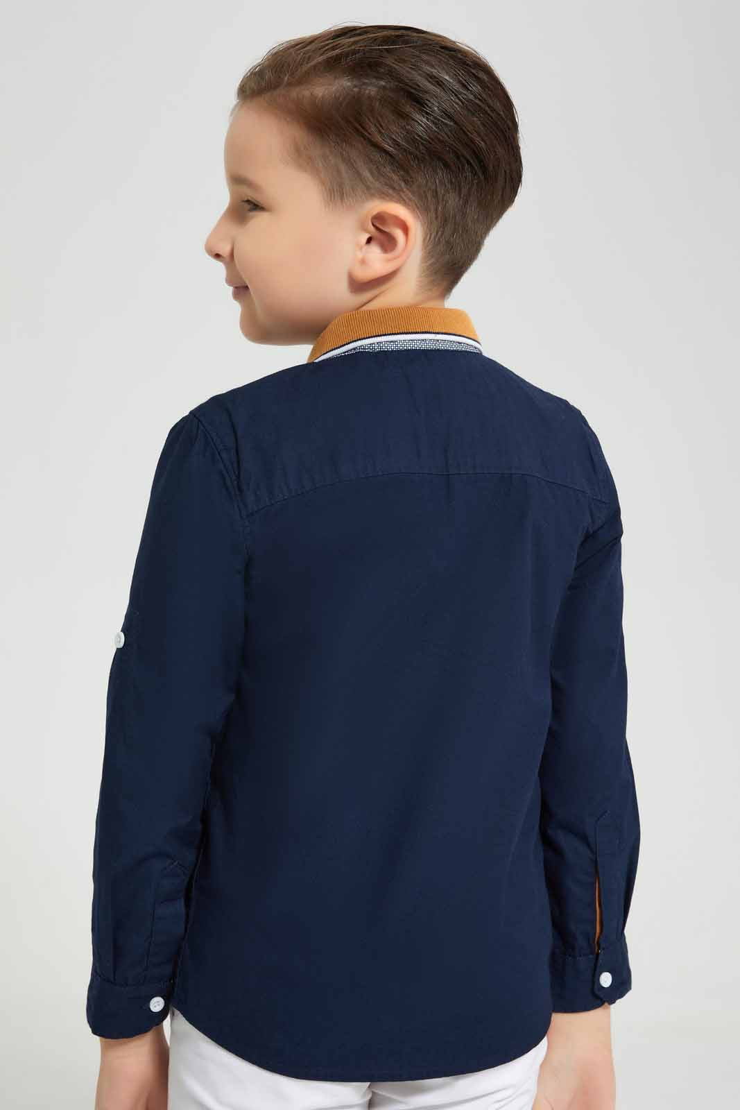 Redtag-Navy-Kintted-Color-Shirt-BOY-Shirts,-Category:Shirts,-Colour:Navy,-Deals:New-In,-EID,-Filter:Boys-(2-to-8-Yrs),-New-In-BOY-APL,-Non-Sale,-Section:Boys-(0-to-14Yrs),-W22O-Boys-2 to 8 Years