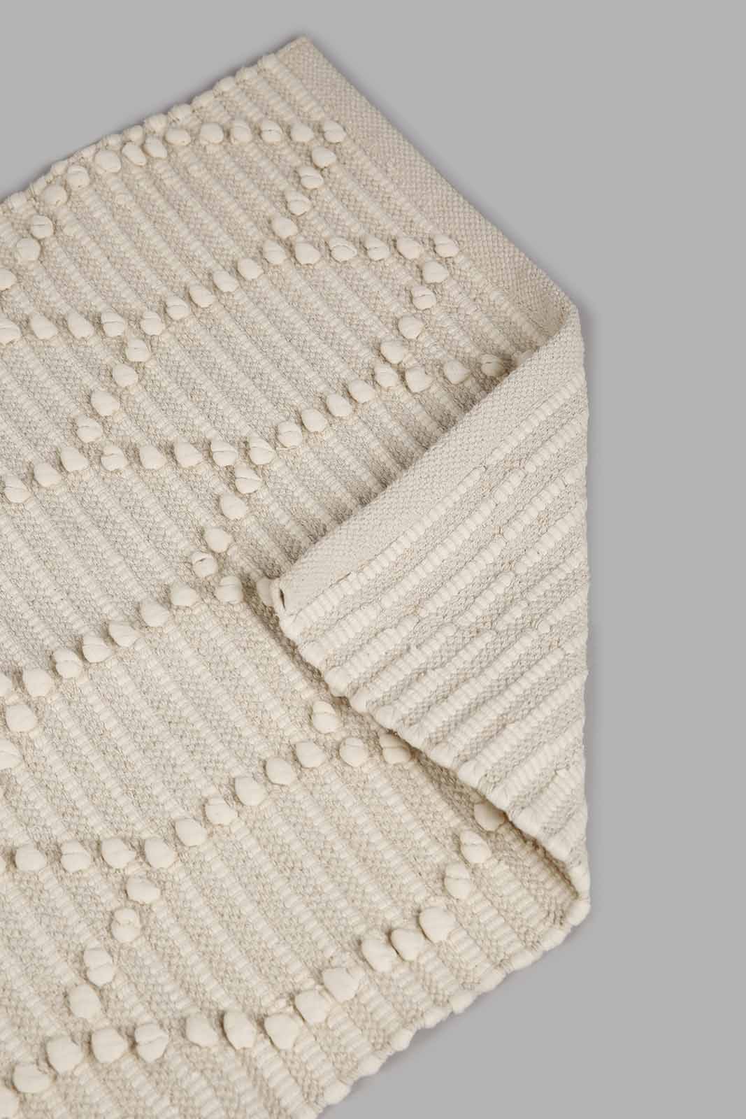 Redtag-White-Cotton-Dotted-Pattern-Dhurrie-Category:Rugs,-Colour:White,-Deals:New-In,-Filter:Home-Decor,-Harmony,-HMW-HOM-Rugs-&-Door-Mats,-New-In-HMW-HOM,-Non-Sale,-Section:Homewares,-W22A-Home-Decor-