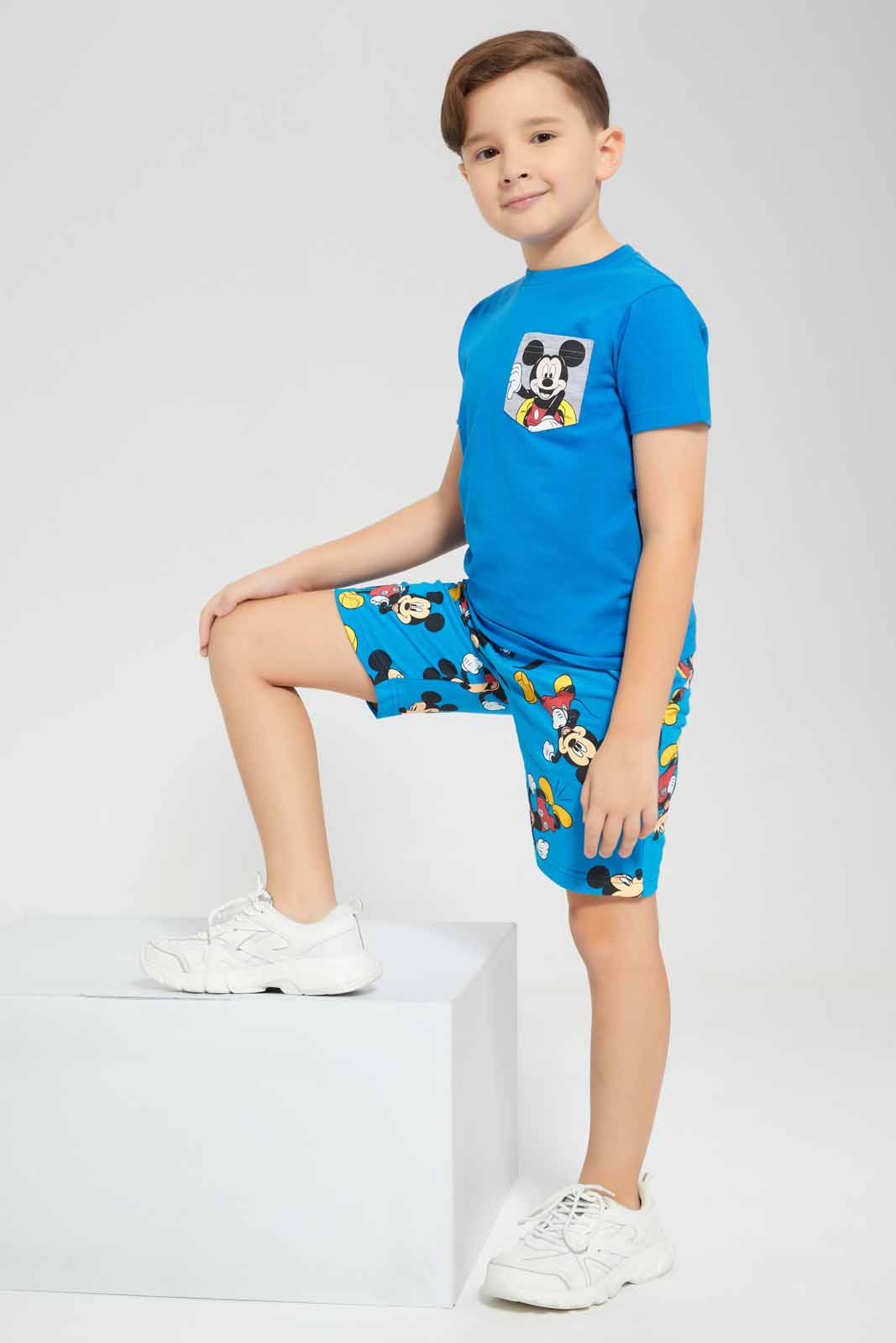 Redtag-Blue-Micky-AOP-Elasticated-Waist-Shorts-BOY-Shorts,-Category:Shorts,-CHR,-Colour:Blue,-Deals:New-In,-Filter:Boys-(2-to-8-Yrs),-New-In-BOY-APL,-Non-Sale,-Section:Boys-(0-to-14Yrs),-TBL,-W22O-Boys-2 to 8 Years