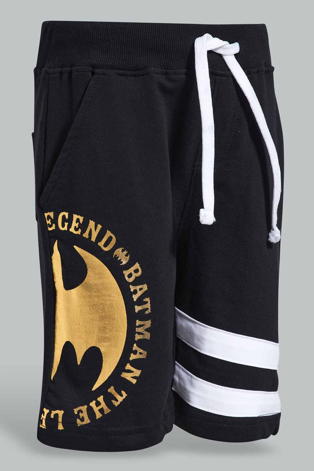 Redtag-Black-Batman-Print-Elasticated-Waist-Shorts-BOY-Shorts,-Category:Shorts,-CHR,-Colour:Black,-Deals:New-In,-Filter:Boys-(2-to-8-Yrs),-New-In-BOY-APL,-Non-Sale,-Section:Boys-(0-to-14Yrs),-TBL,-W22O-Boys-2 to 8 Years