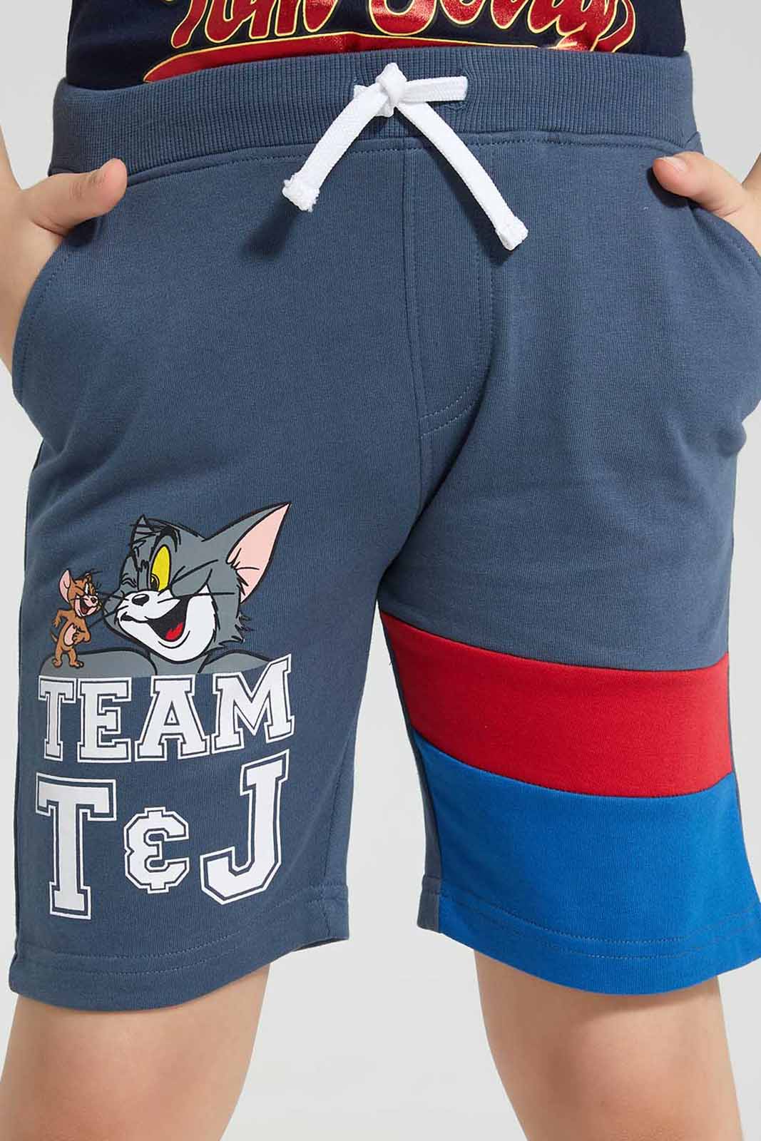 Redtag-Navy-Tom-and-Jerry-Print-Elasticated-Waist-Shorts-BOY-Shorts,-Category:Shorts,-CHR,-Colour:Navy,-Deals:New-In,-Filter:Boys-(2-to-8-Yrs),-New-In-BOY-APL,-Non-Sale,-Section:Boys-(0-to-14Yrs),-TBL,-W22O-Boys-2 to 8 Years